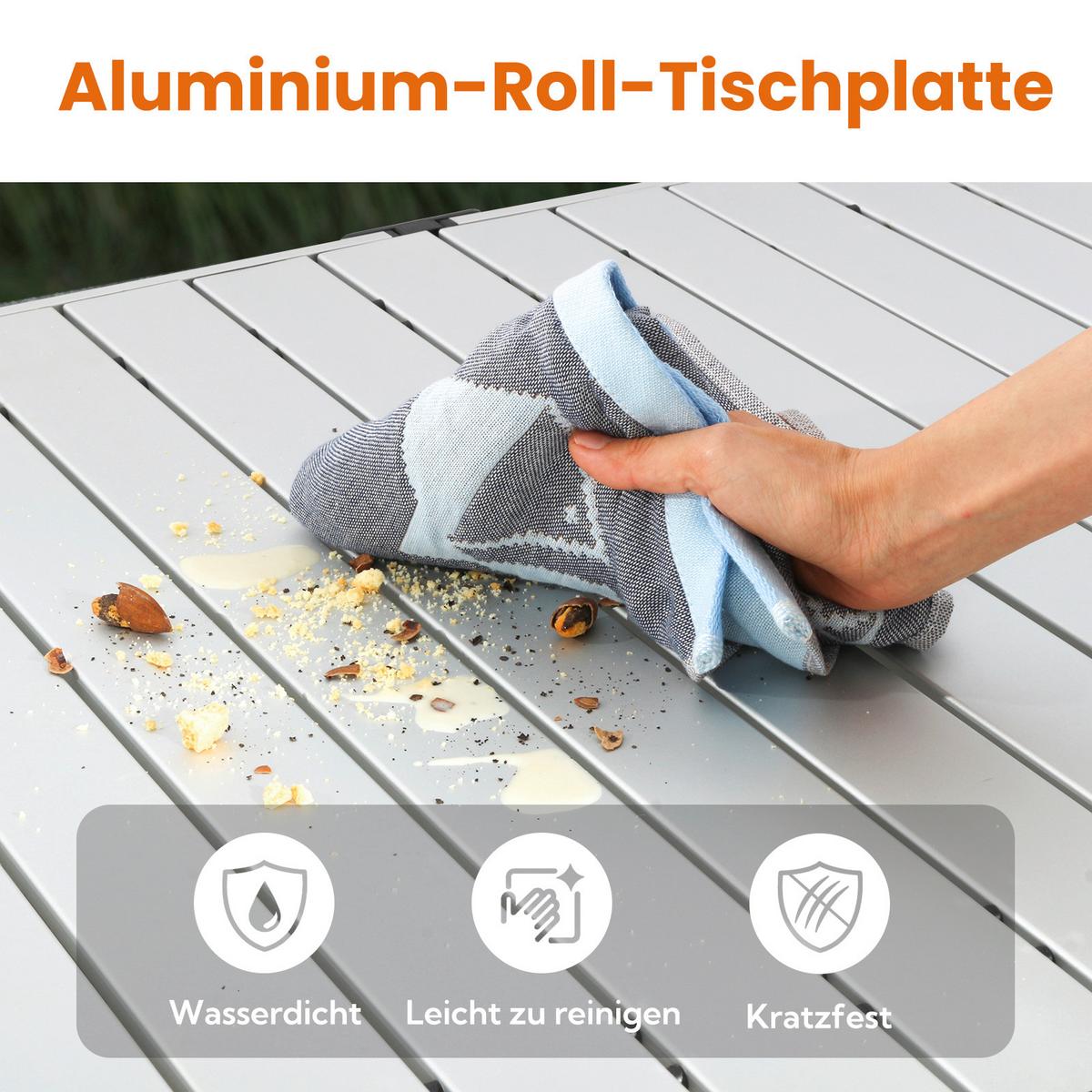Campingtisch Silberfarben klappbar - Silberfarben, Basics, Metall (118/70/70cm) - Modante