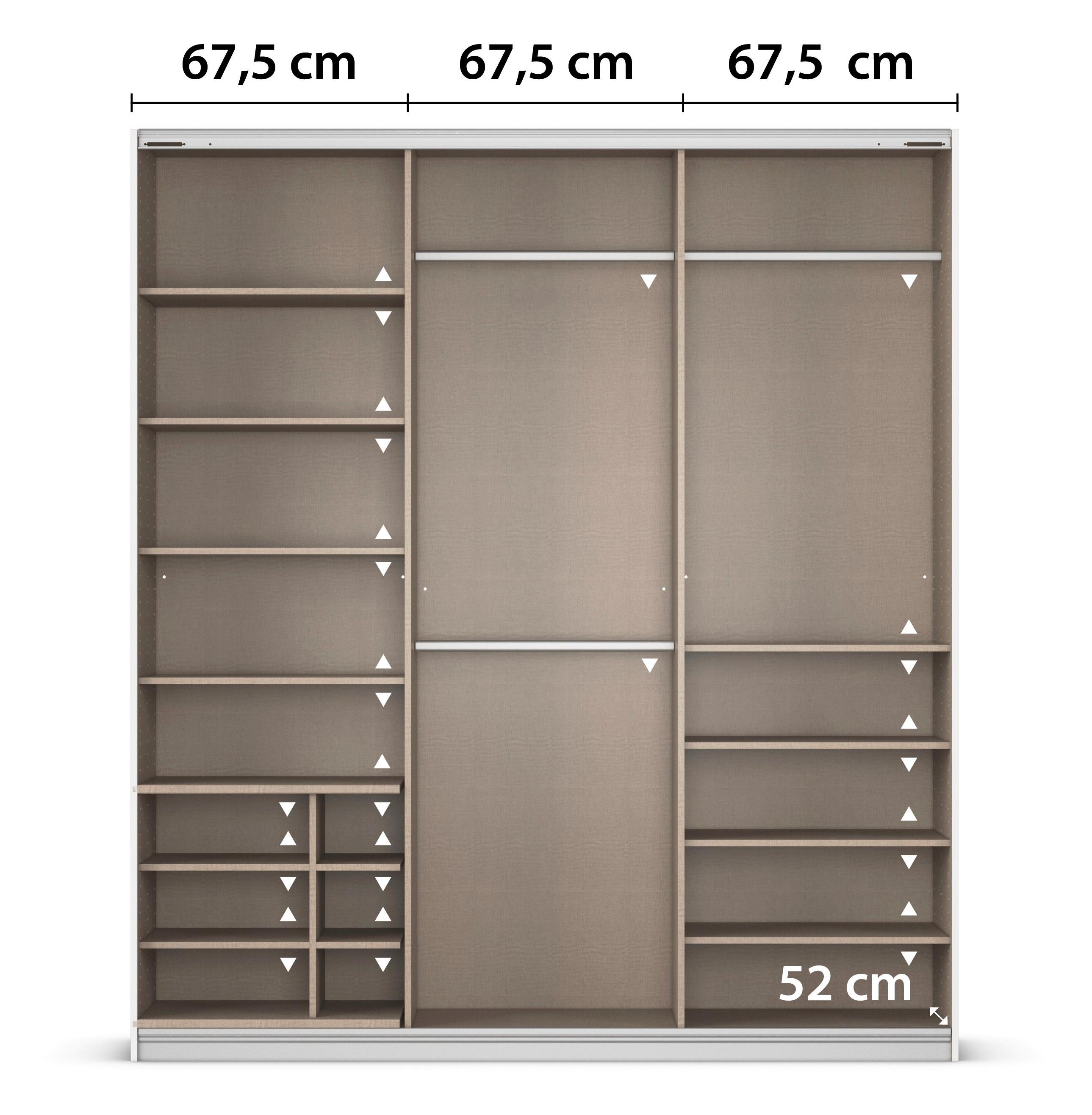 Schwebetürenschrank in Grau ca. 203x229x62cm - Alufarben/Grau, KONVENTIONELL, Glas/Holzwerkstoff (203/229/62cm) - Mömax