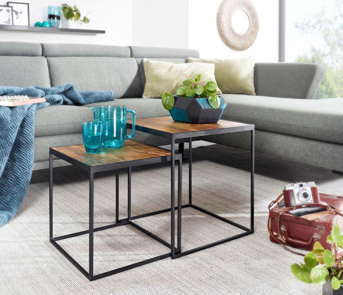 Set Mizic Wohnling - črna/rjava, Moderno, kovina/les (40/40/44cm) - MID.YOU