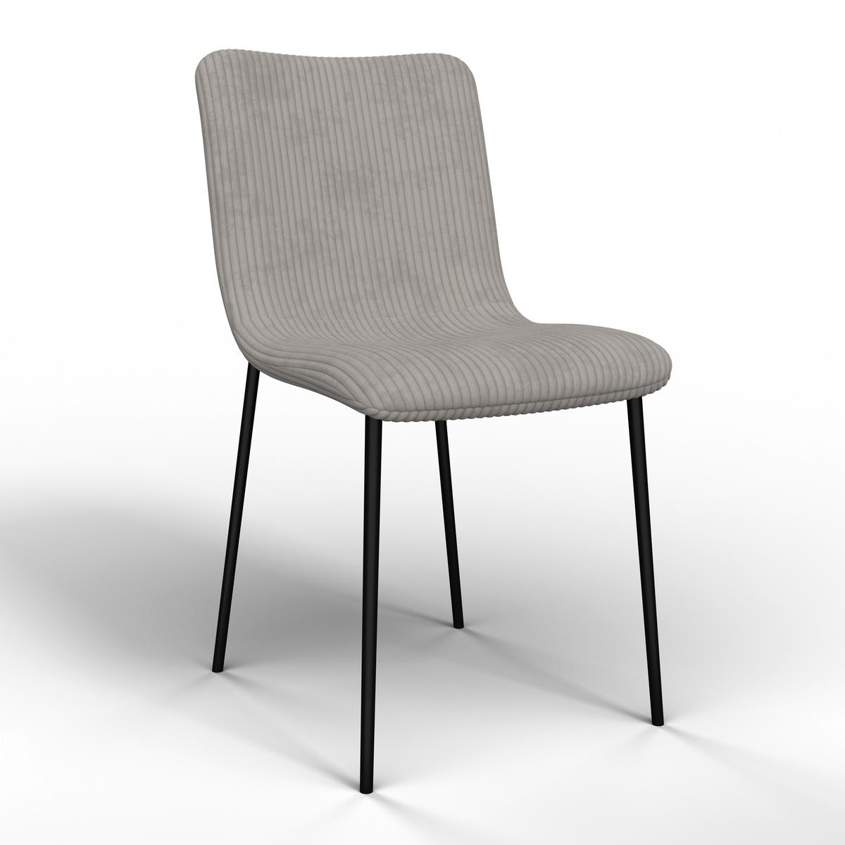 Stuhl Amy Hellgrau Cord Gepolstert - Hellgrau/Schwarz, MODERN, Holz/Textil (45/85/55cm) - Bessagi Home