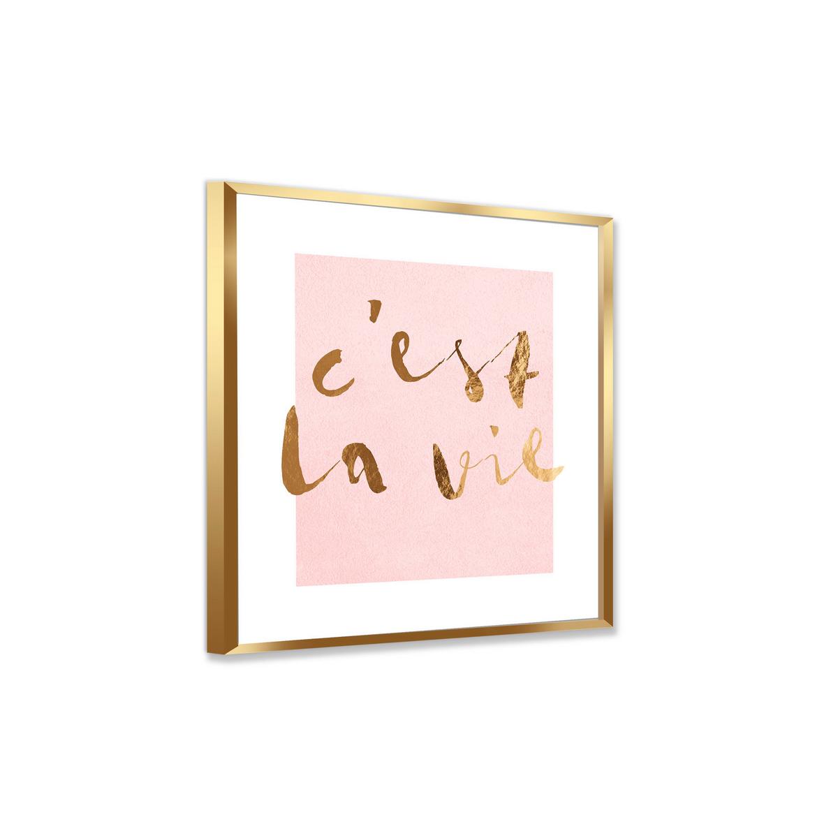 Bild Vous II ca. 30x30cm - Pink/Goldfarben, Holzwerkstoff/Papier (30/30cm) - Modern Living