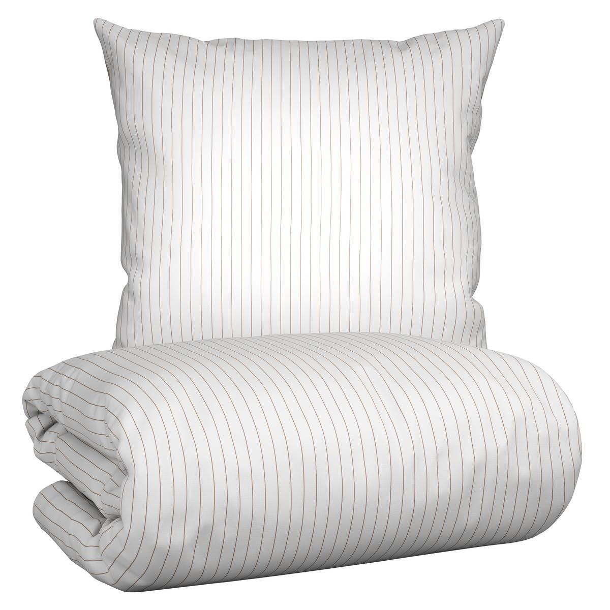 Bettwäsche Twill Streif XXL Weiß/Beige ca. 200x200cm - Beige/Weiß, MODERN, Textil (200/200cm) - Mömax