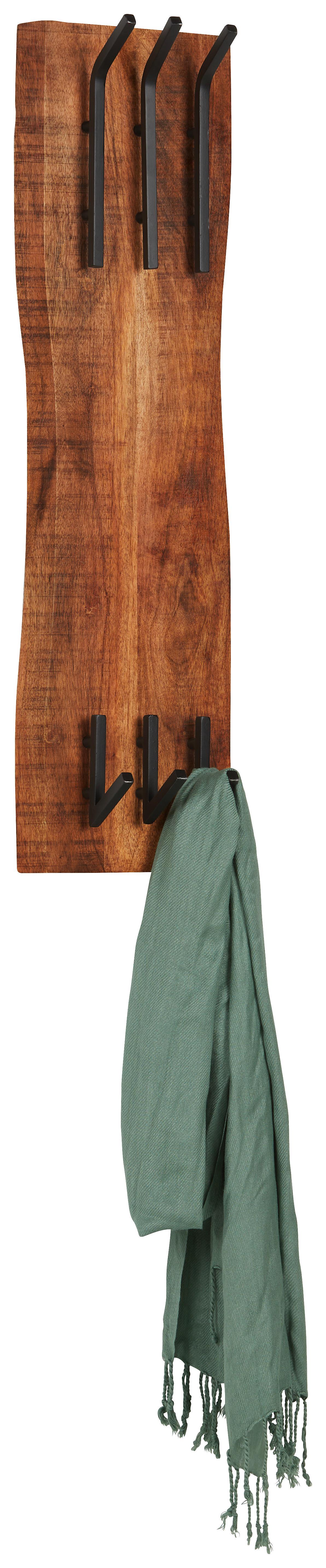 Garderobenpaneel aus Mangoholz - LIFESTYLE, Holz/Metall (20/69/10cm) - Modern Living