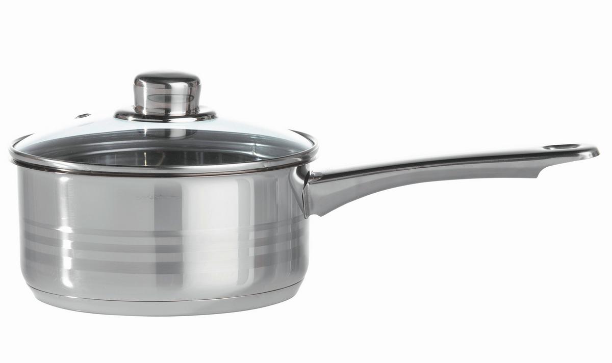 STIELKASSEROLLE Paula Edelstahl 1,3 Liter - Klar/Edelstahlfarben, Konventionell, Glas/Metall (16/7,5cm) - Mömax