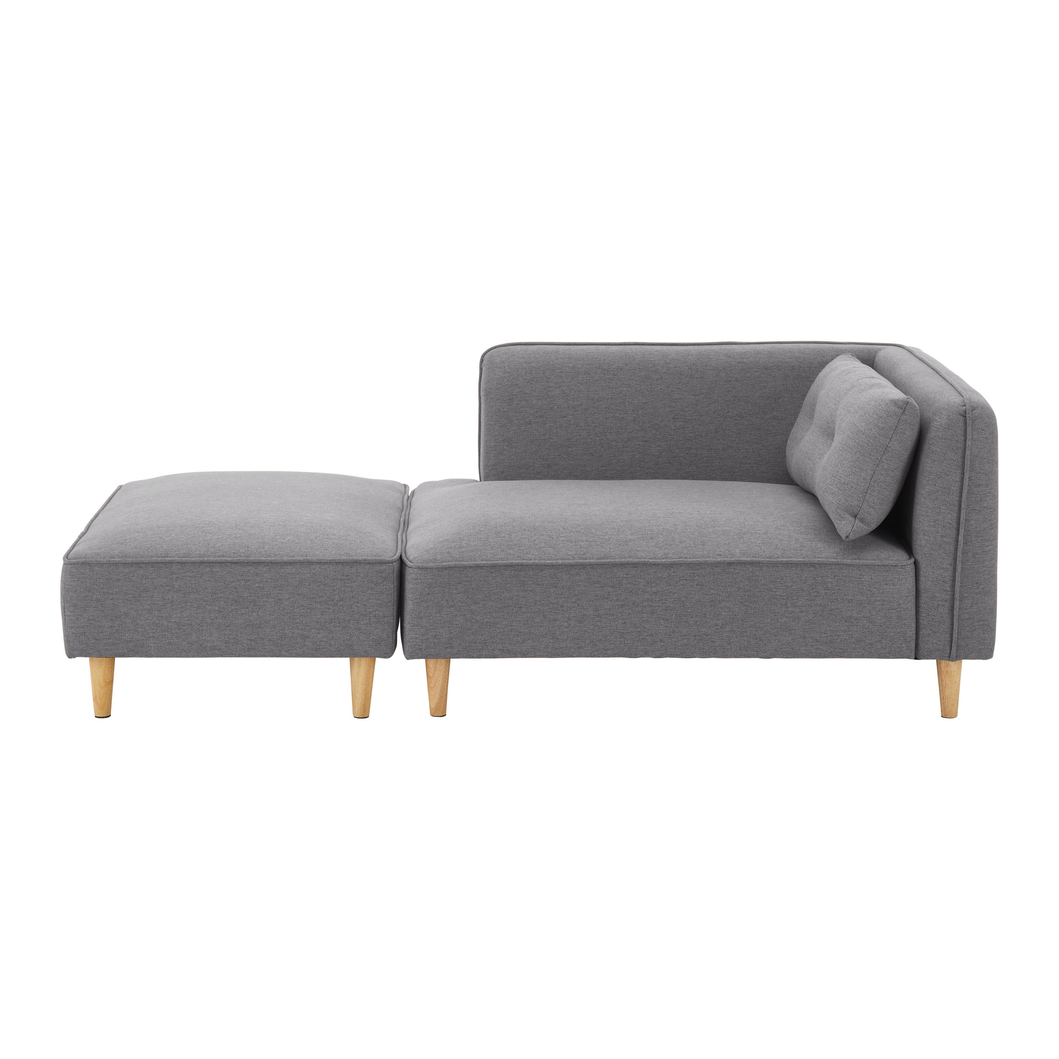 Modulsofa Fanny Dunkelgrau Leinenoptik mit Hocker - Dunkelgrau/Naturfarben, MODERN, Holz/Textil (154/55/73cm) - Bessagi Home