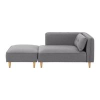 Sofa Fanny Dunkelgrau Leinenoptik mit Hocker - Dunkelgrau/Naturfarben, MODERN, Holz/Textil (154/55/73cm) - Bessagi Home
