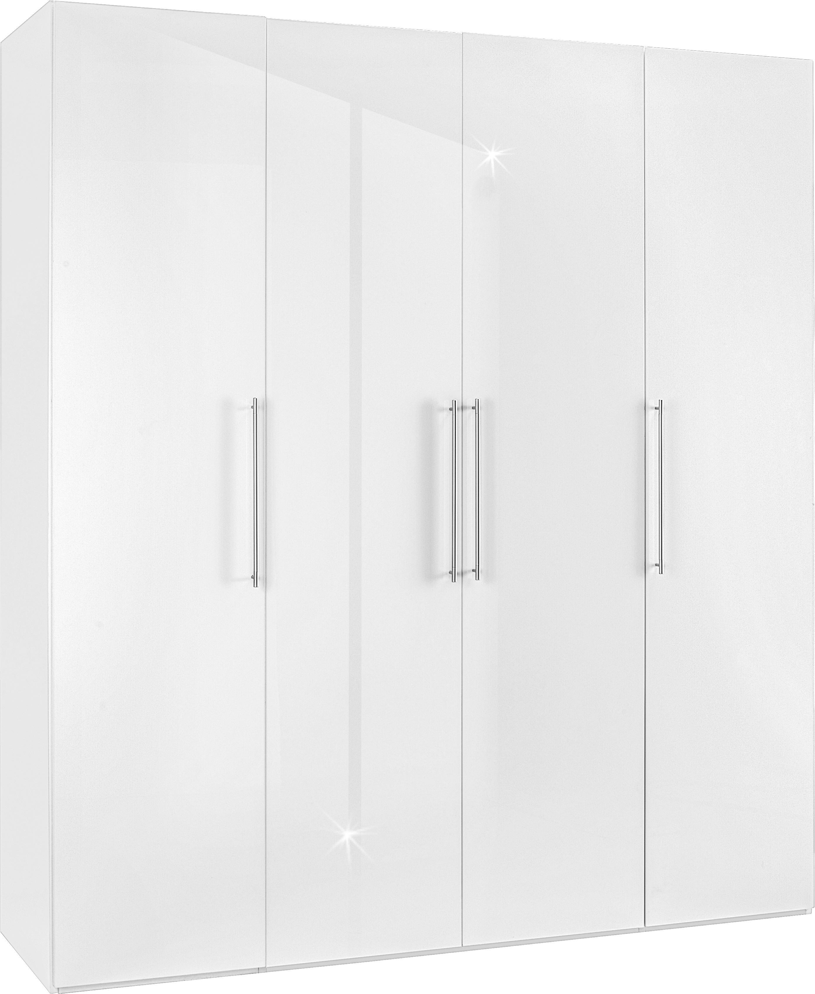 Drehtürenschrank in Weiß - Chromfarben/Weiß, MODERN, Holzwerkstoff/Metall (196/219/60cm) - Modern Living
