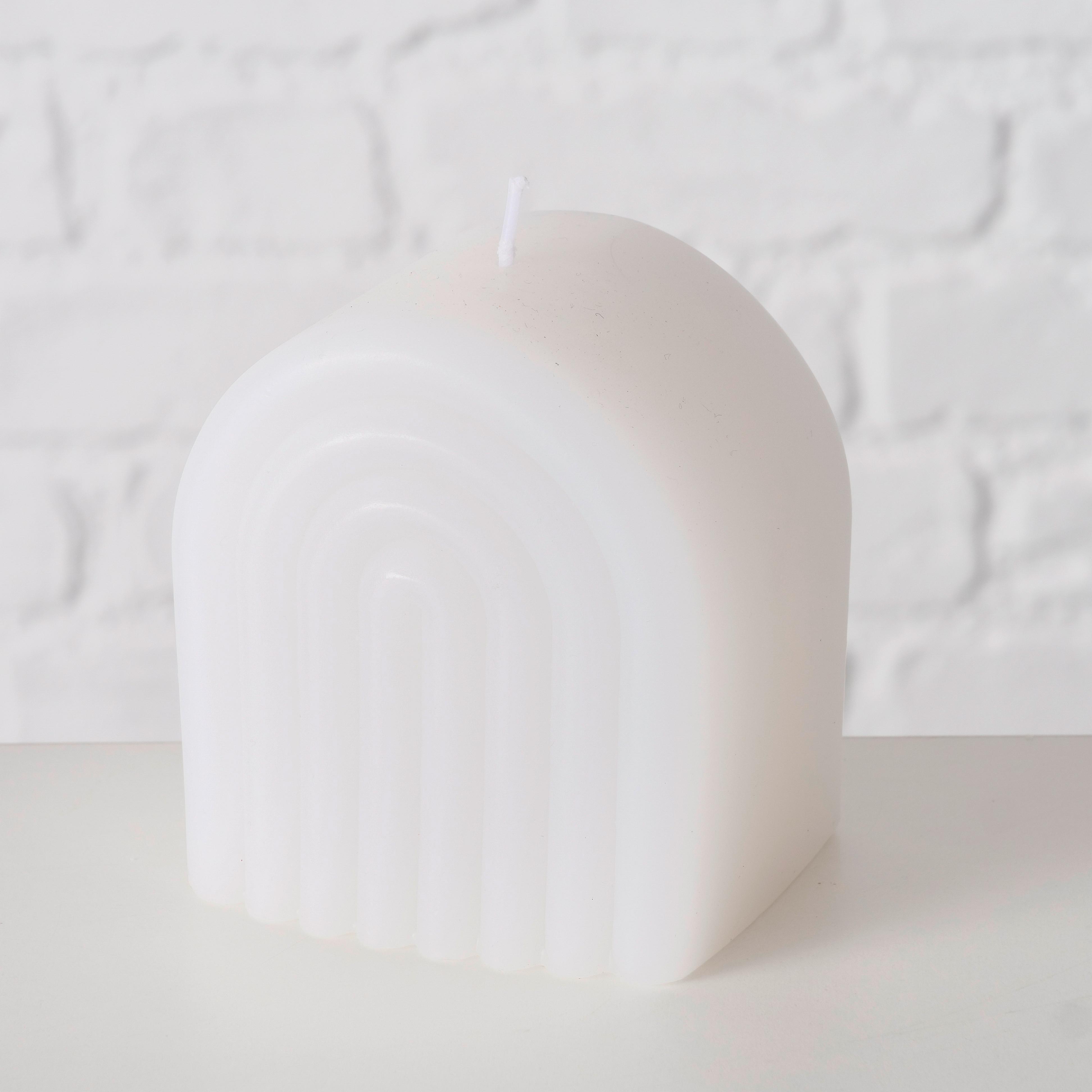 Kerze Arch I Weiß - Weiß, MODERN (7,5/6/8,5cm) - Mömax