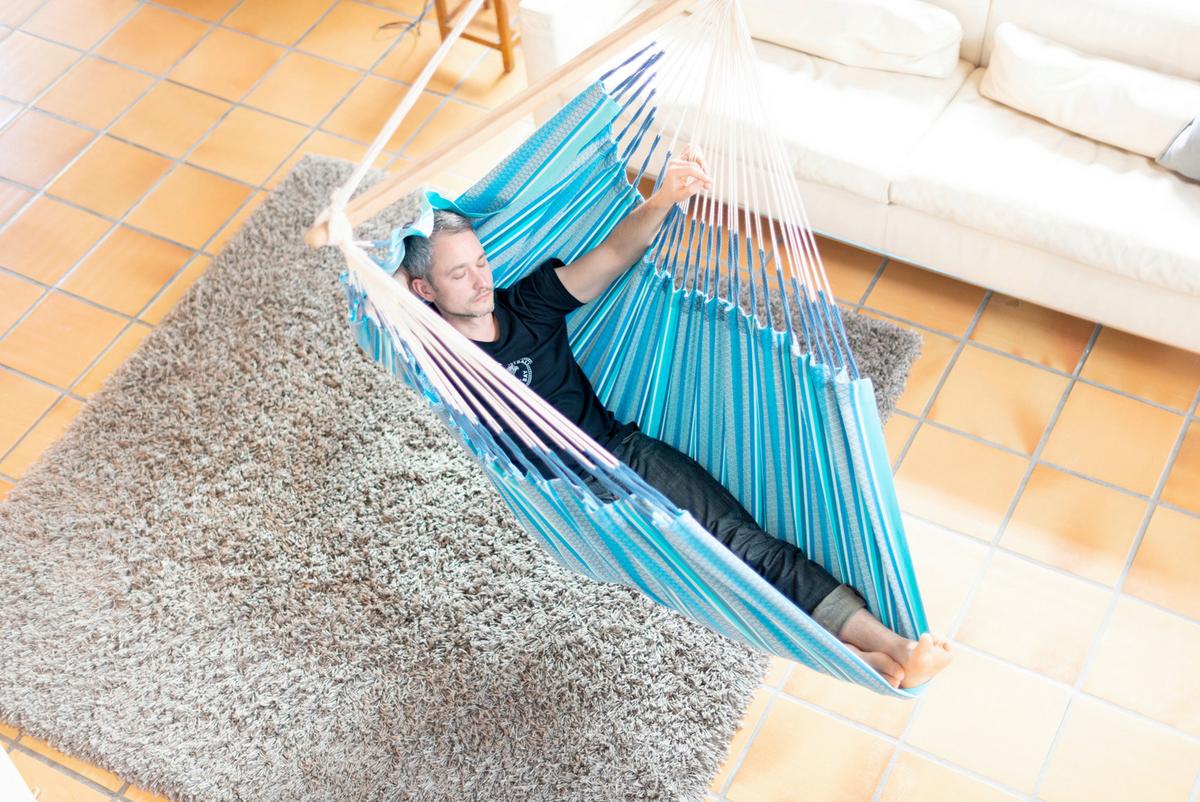 Hängesessel Kingsize Hammock Chair Blau - Blau/Dunkelblau, KONVENTIONELL, Holz/Textil (140/170/210cm) - La Siesta