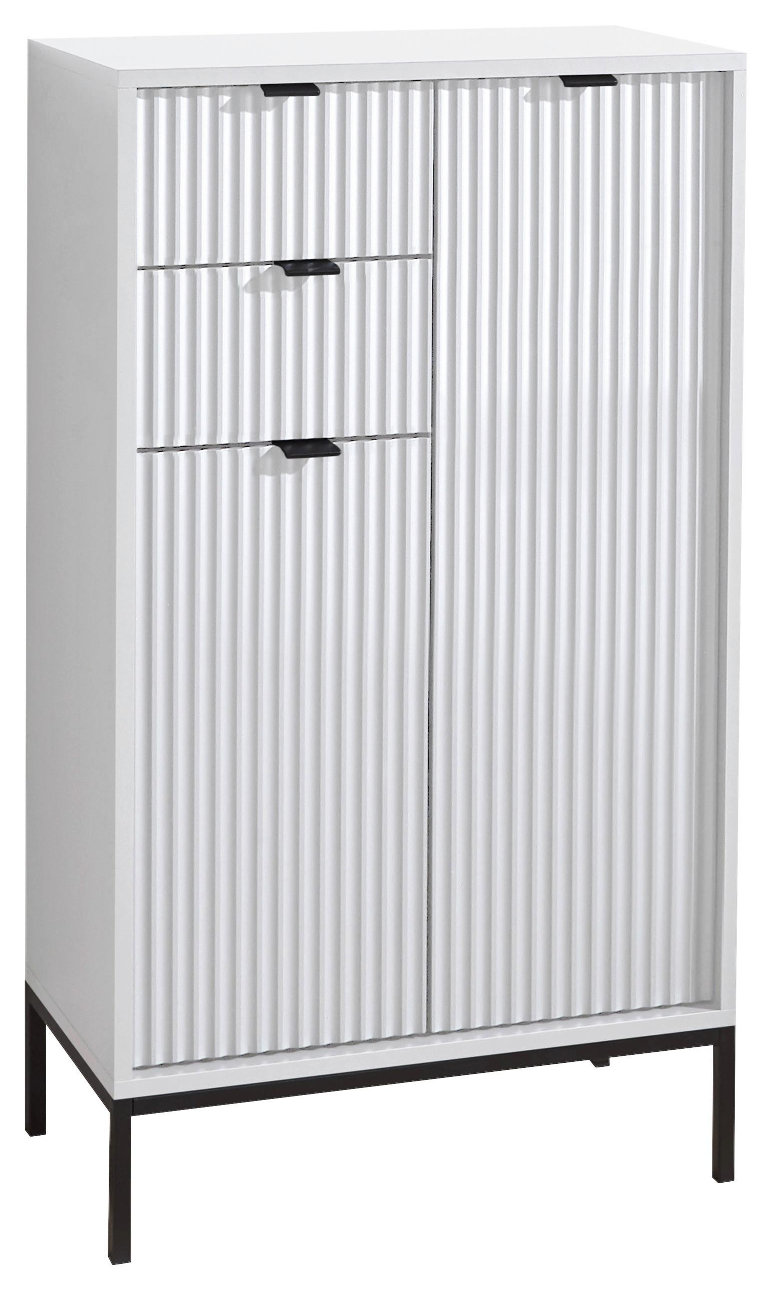 KOMODA WYSOKA LUCERA - antracytowy/biały, Modern, materiał drewnopochodny/tworzywo sztuczne (60/106/32cm) - MID.YOU