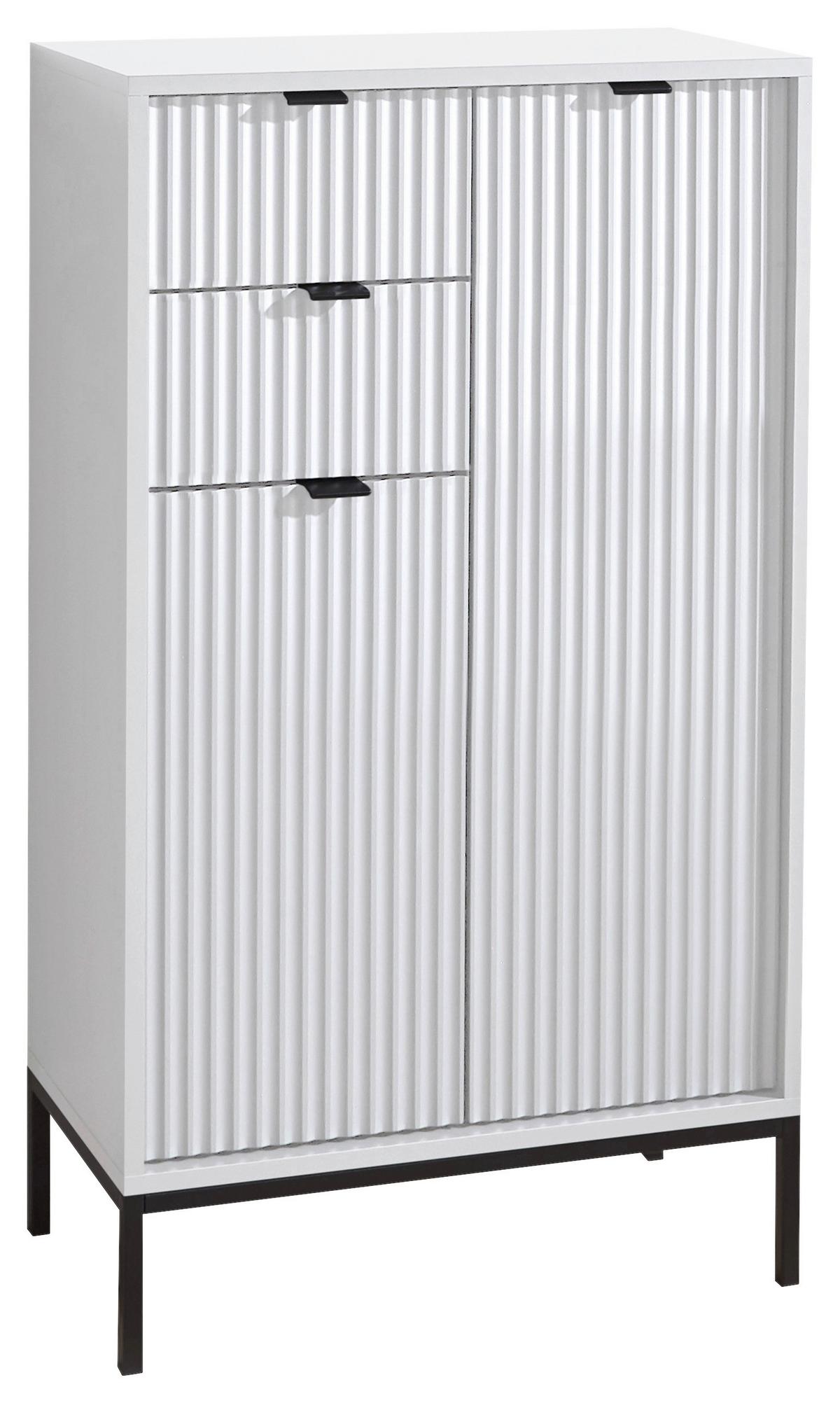 KOMODA WYSOKA LUCERA - antracytowy/biały, Modern, materiał drewnopochodny/tworzywo sztuczne (60/106/32cm) - MID.YOU