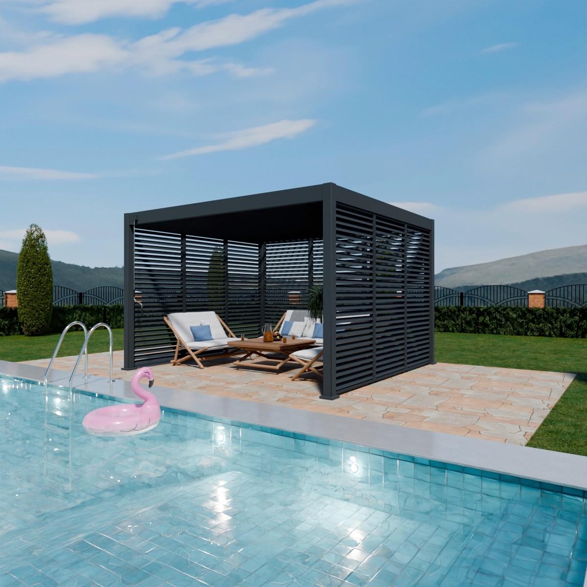 Stranski Del Za Pergolo Horizontale, Antracit, 93cm - barve grafita, Basics, kovina (93/233,5/6,5cm) - Gardenson