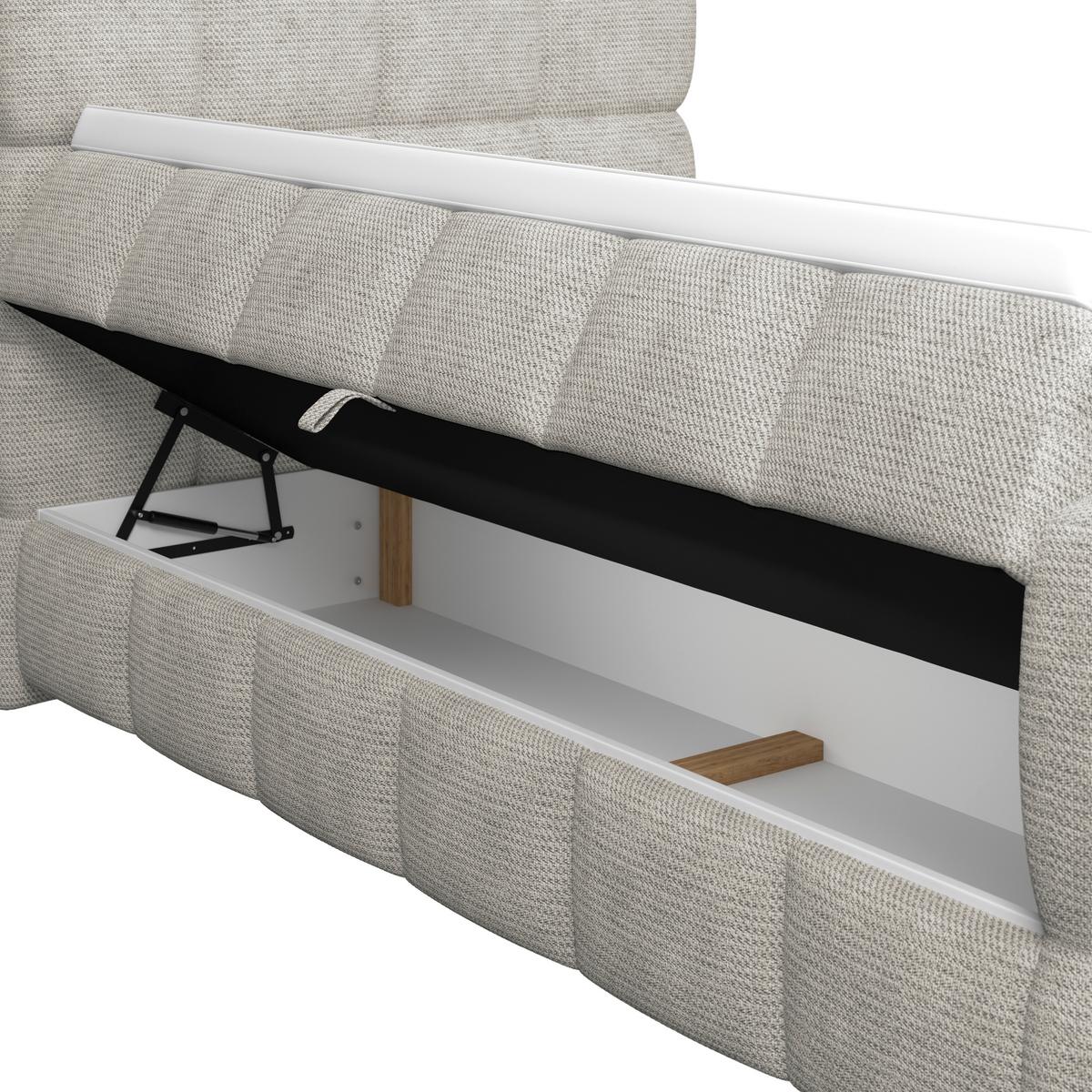 Postelja Boxspring Brisbane, Ekru Barva, 140x200 - črna/ekru, Trend, kovina/umetna masa (140/200cm) - Premium Living