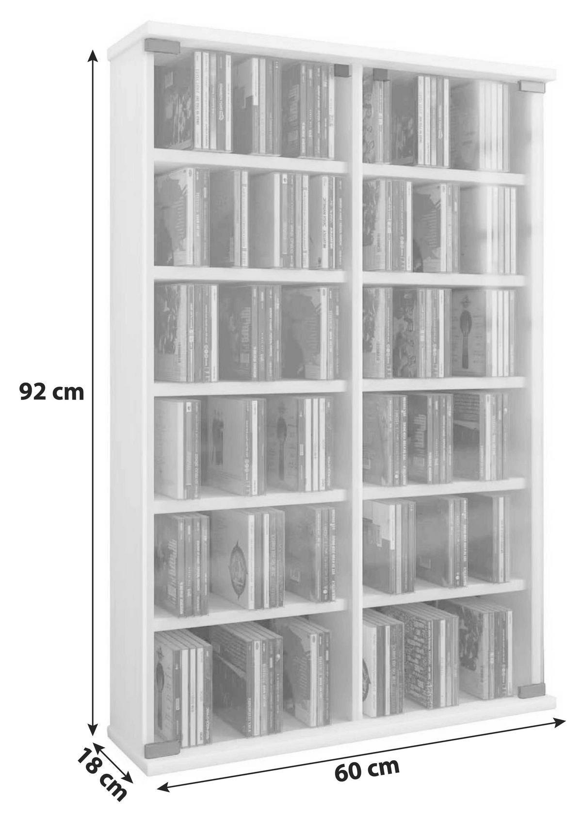 Regal Roma Bela, 60 Cm - bela, Basics, steklo/leseni material (60/92/18cm) - MID.YOU