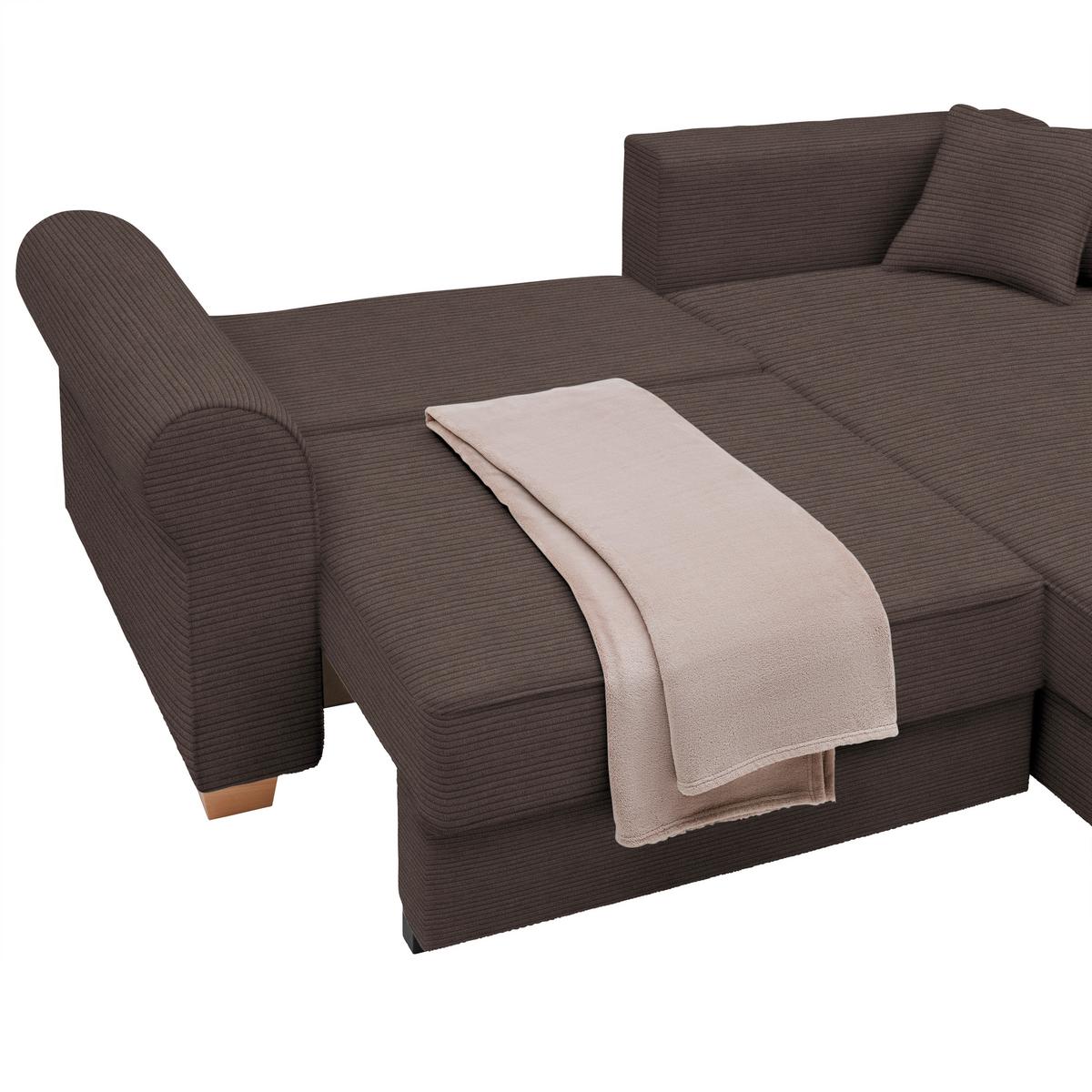 Wohnlandschaft Angelo Mokka - Mokka, MODERN, Holz/Holzwerkstoff (255/92/185cm) - Mömax