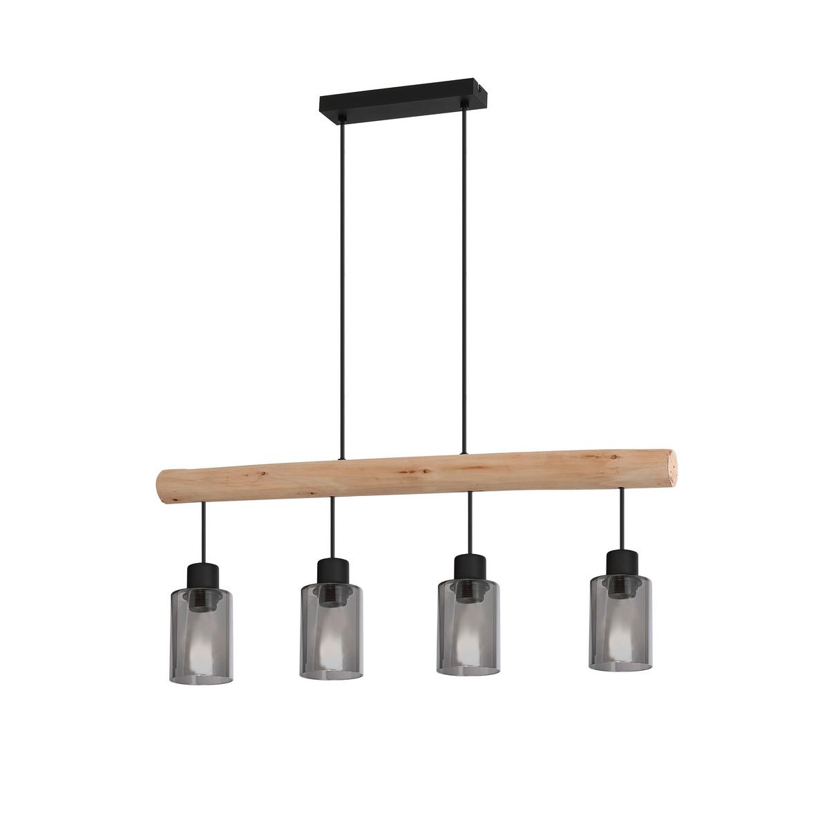 LAMPA WISZĄCA DOBL - kolor naturalny/czarny, Design, metal/drewno (100/15/120cm) - Novel