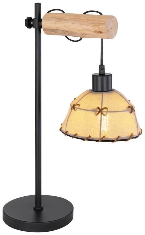 Tischleuchte Rex max. 60 Watt - Beige/Schwarz, Natur, Naturmaterialien/Textil (36/18/55cm) - Globo