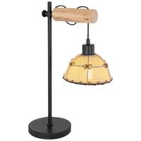 Tischleuchte Rex max. 60 Watt - Beige/Schwarz, Natur, Naturmaterialien/Textil (36/18/55cm) - Globo
