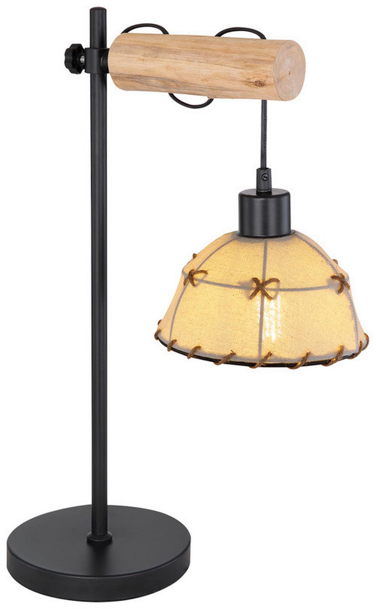 Tischleuchte Rex max. 60 Watt - Beige/Schwarz, Natur, Naturmaterialien/Textil (36/18/55cm) - Globo