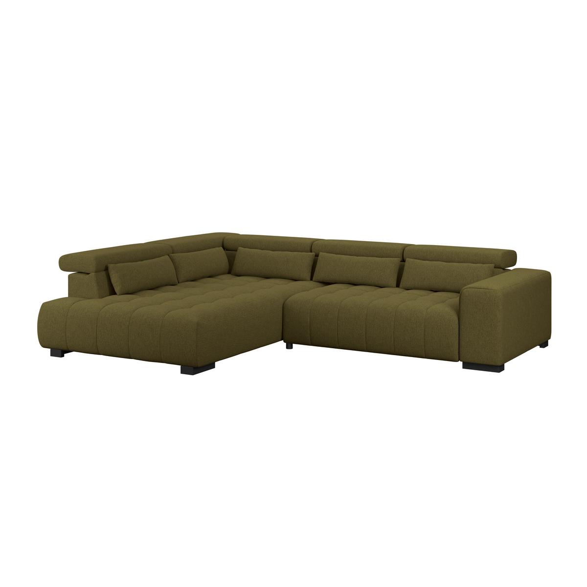 Kutna Garnitura Matera - maslinasto zelena/crna, Trend, tekstil/drvo (226/311cm)