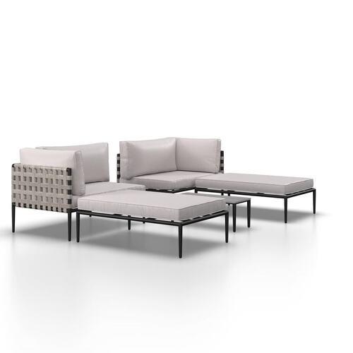 LOUNGEGRUPP ENJA - ljusgrå/grå, Modern, metall/textil (104/60/70cm) - Bessagi Garden