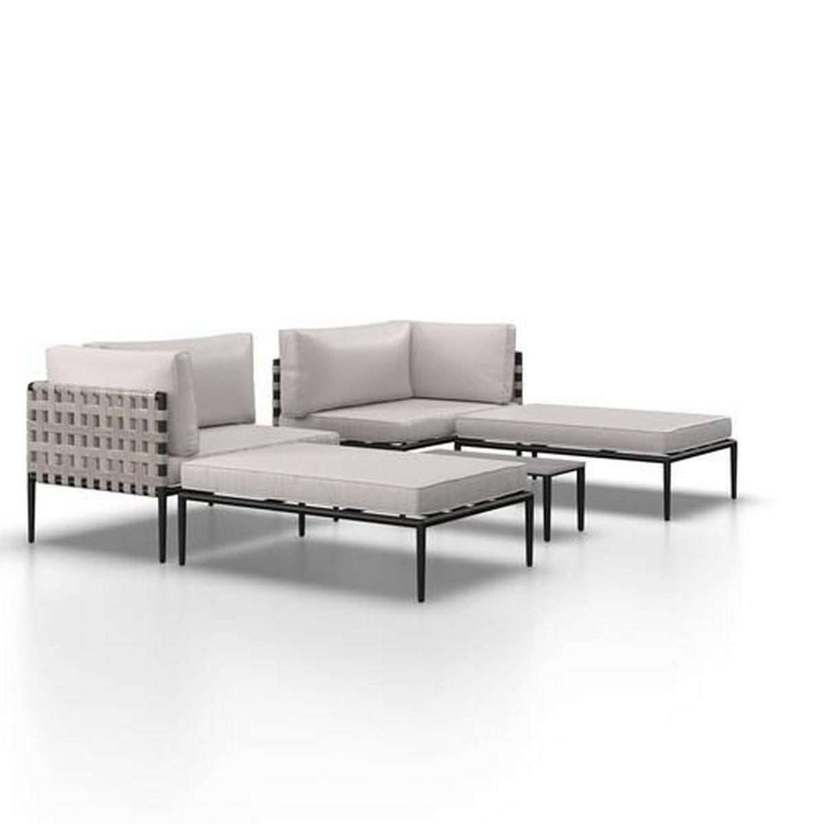 KOMPLET MEBLI TARASOWYCH ENJA - jasnoszary/czarny, Modern, tworzywo sztuczne/metal (104/60/70cm) - Bessagi Garden