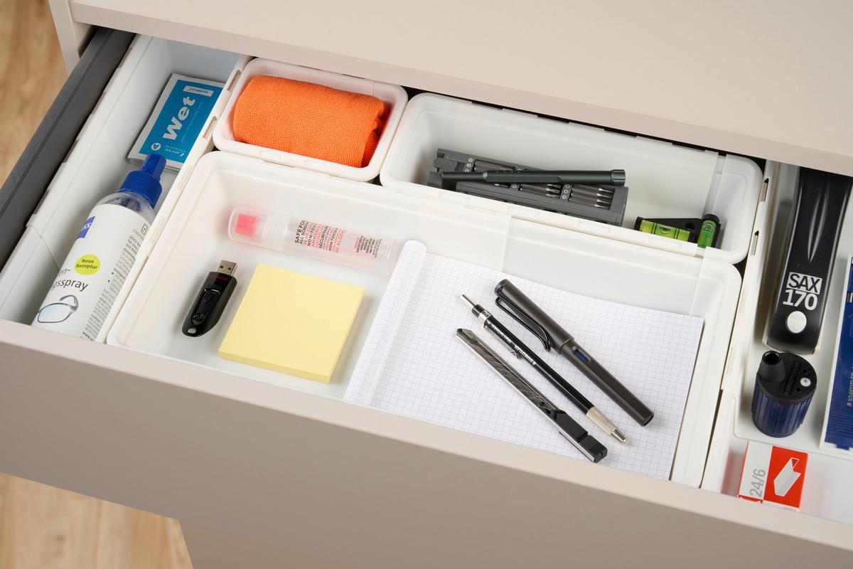 Schubladeneinteilung Vario M Weiß - Weiß, KONVENTIONELL, Kunststoff (18,5-28/12,5/6cm) - Mömax