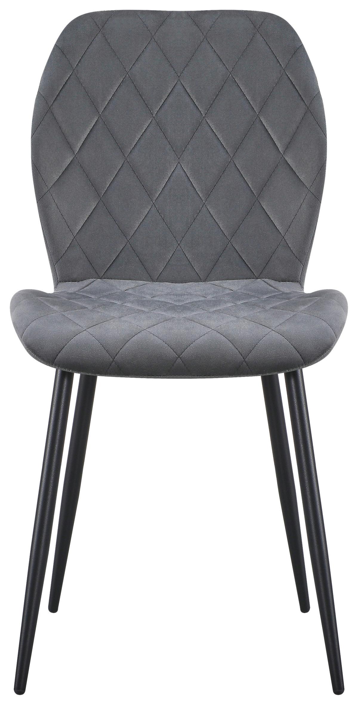 Stol Zoe, Žamet, Temno Siva - temno siva/črna, Trend, kovina/tekstil (58/85/47cm)