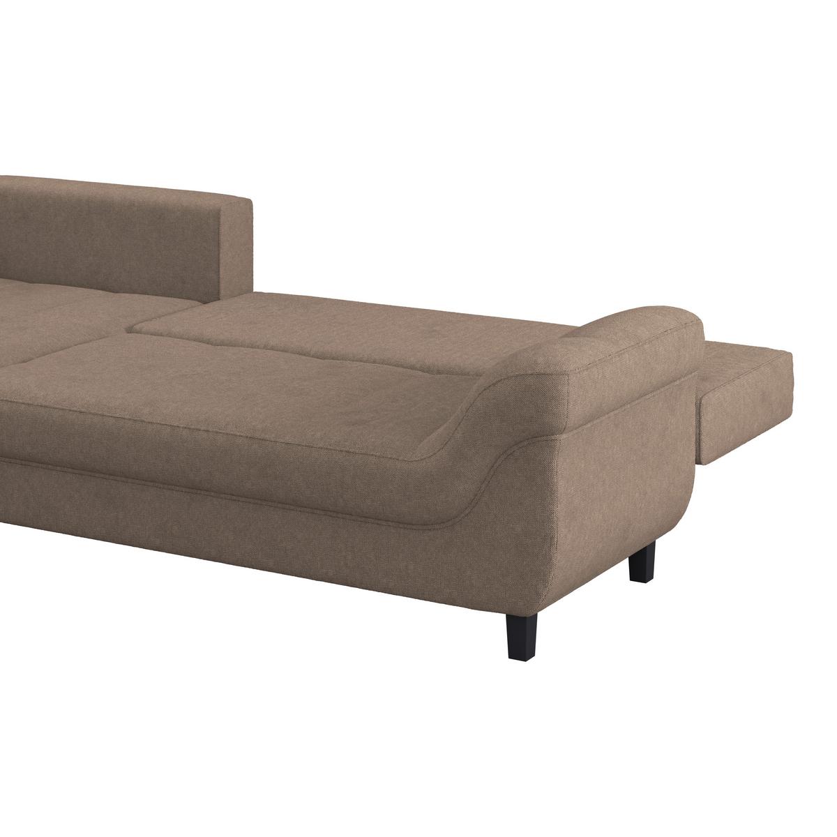 Kutna Garnitura Mendoza - smeđa/crna, Design, tekstil/drvo (197/309cm) - Modern Living