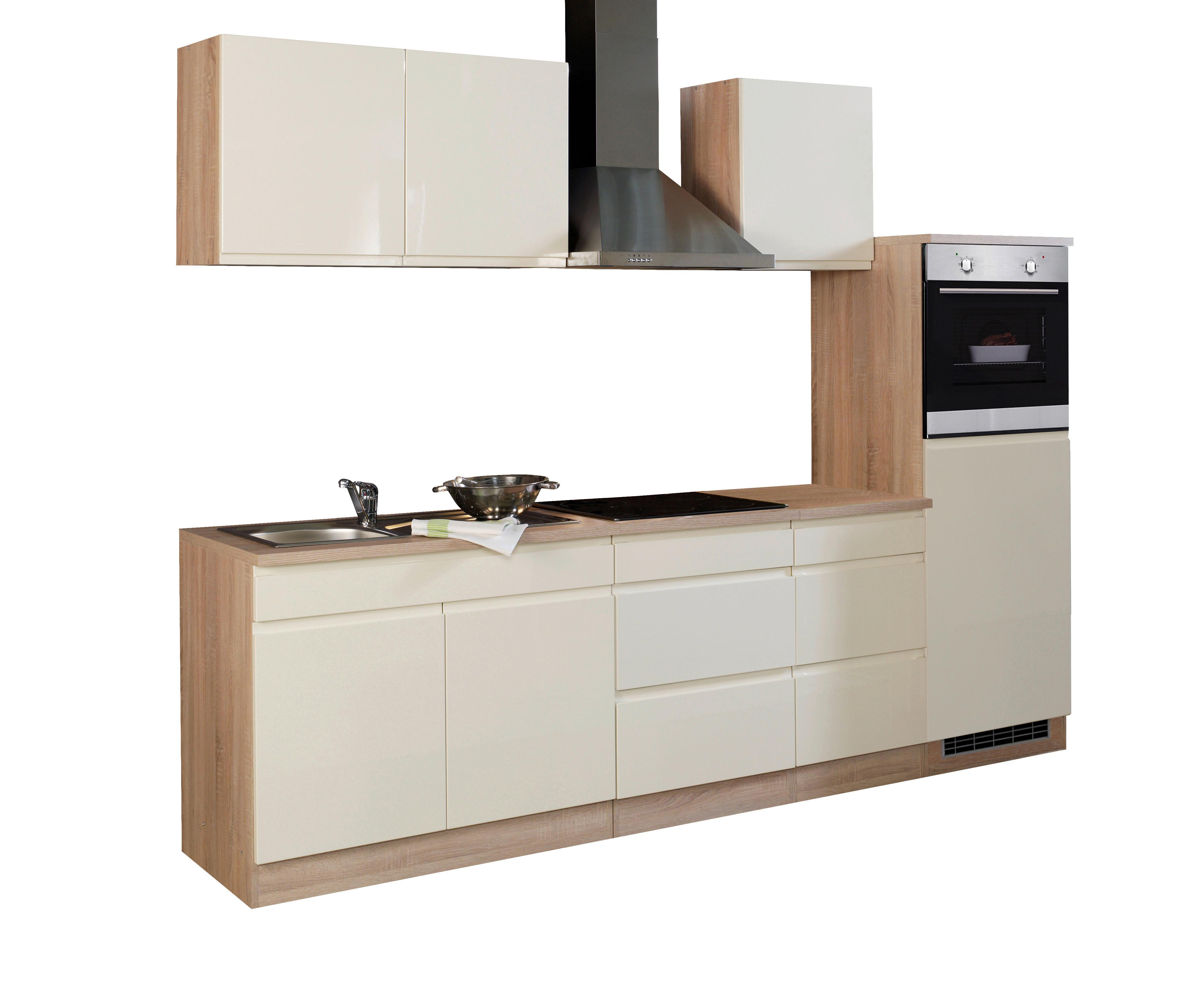 Küchenblock "Cardiff" Creme /Eiche inkl. E-Geräte - Eichefarben/Creme, Basics, Holzwerkstoff (270cm) - Held