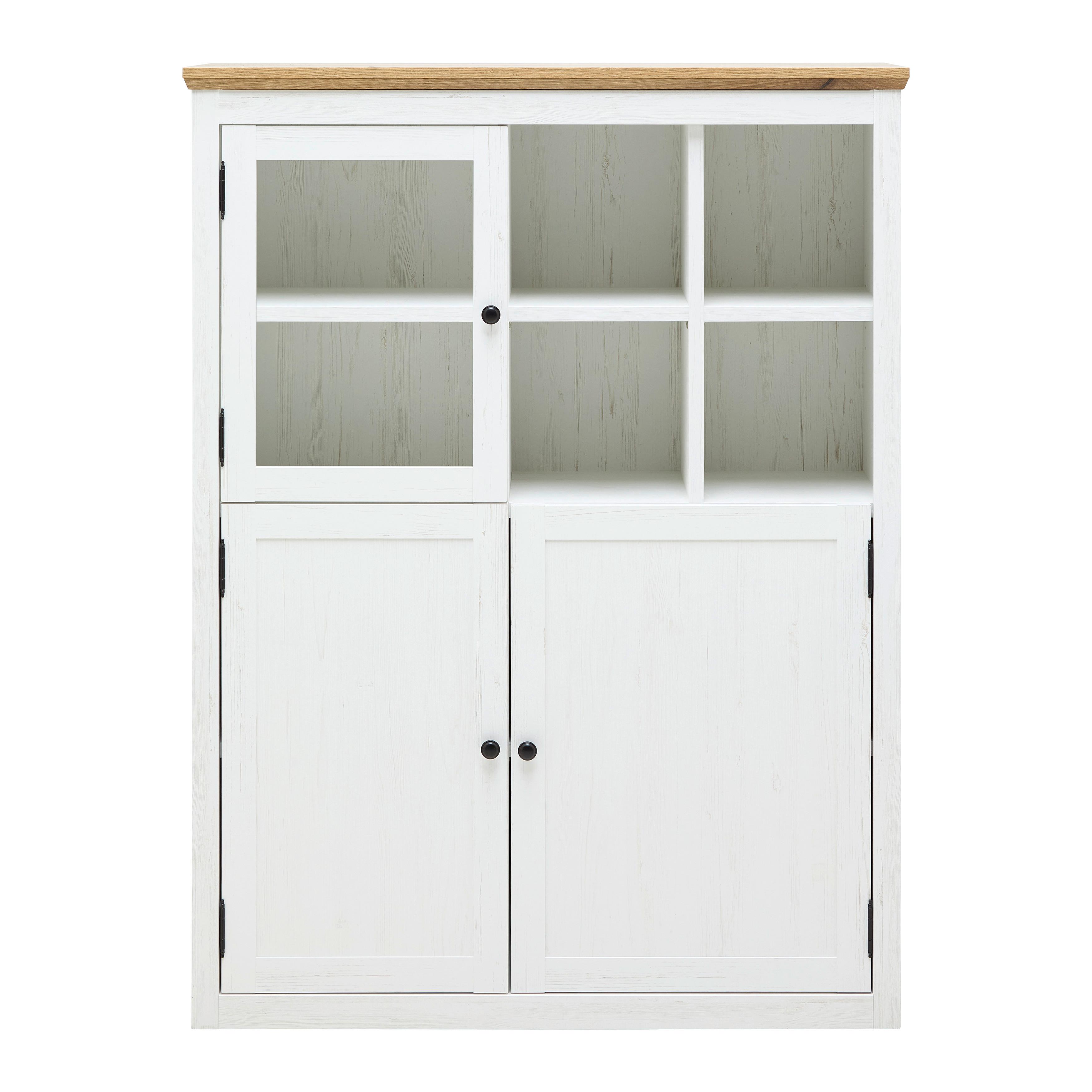 HÖG BYRÅ KORSIKA -EXKLUSIV- - vit/svart, Romantik / Lanthus, metall/trämaterial (105,5/140/43cm) - Mömax