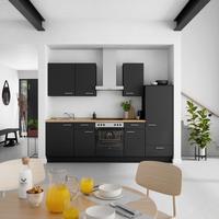 Küchenblock Touch Low m. Geräten Schwarz - Edelstahlfarben/Eichefarben, MODERN, Holzwerkstoff/Metall (270cm) - Nobilia