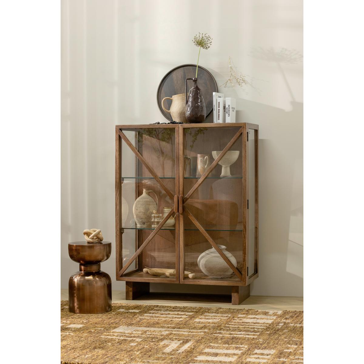 Vitrine Kella Dunkelbraun B: 100 cm - Dunkelbraun, Design, Glas/Holz (100/132/44cm) - Livetastic