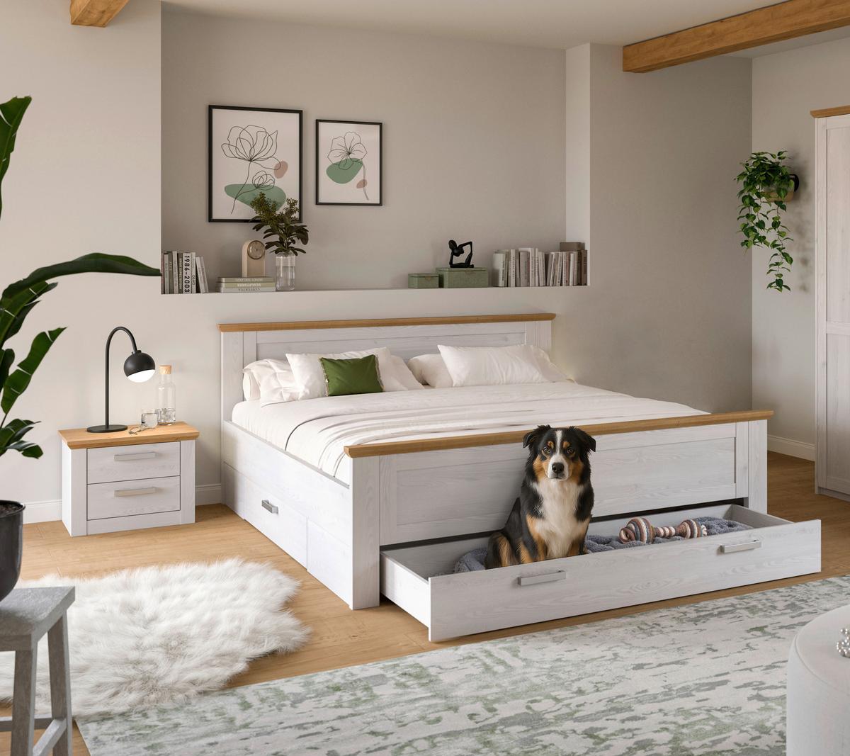 Schlafzimmer VERONA 3-teilig Lärchefarben, Eiche Artisan - Lärchefarben/Eiche Artisan, ROMANTIK / LANDHAUS, Holzwerkstoff - Livetastic