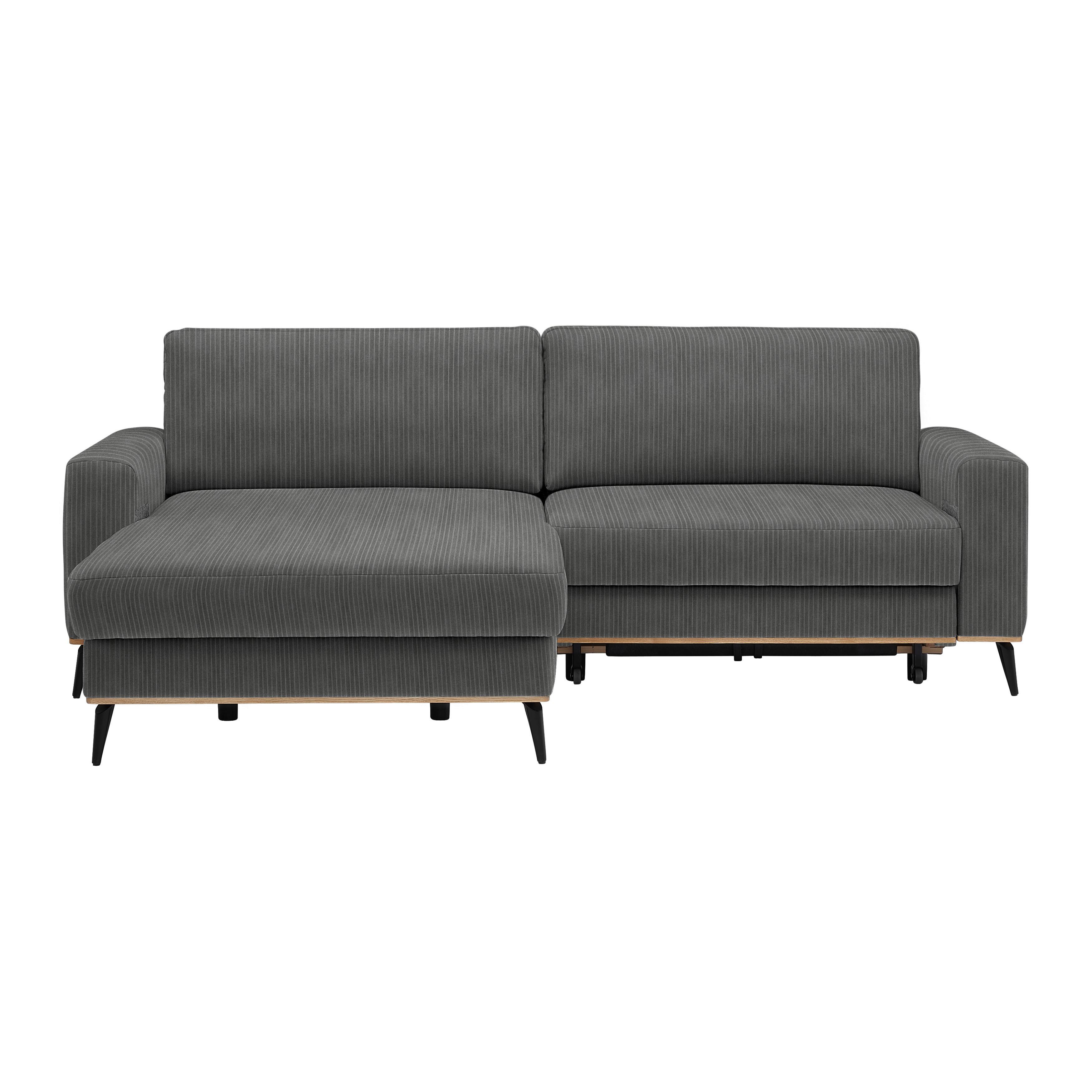 Wohnlandschaft Romeo Graphitfarben - Graphitfarben/Schwarz, KONVENTIONELL, Textil/Metall (167/87/234cm) - Zandiara