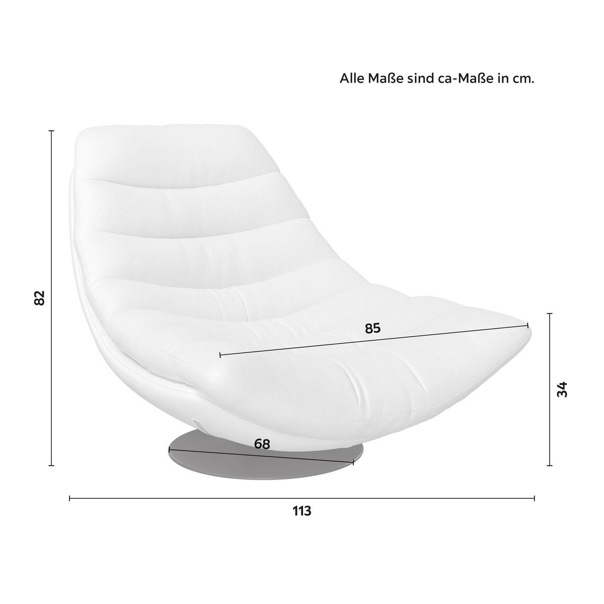 Sessel Lena Weiß Struktursamt/Lederlook - Schwarz/Weiß, MODERN, Textil/Metall (85/82/113cm) - Bessagi Home