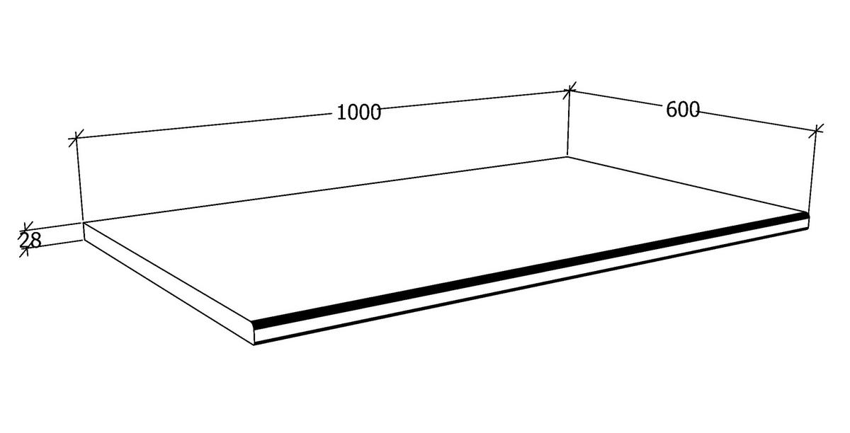 Delovna Plošča Esilo, Bela - bela, Konvencionalno, leseni material (100/2,8/60cm) - MID.YOU