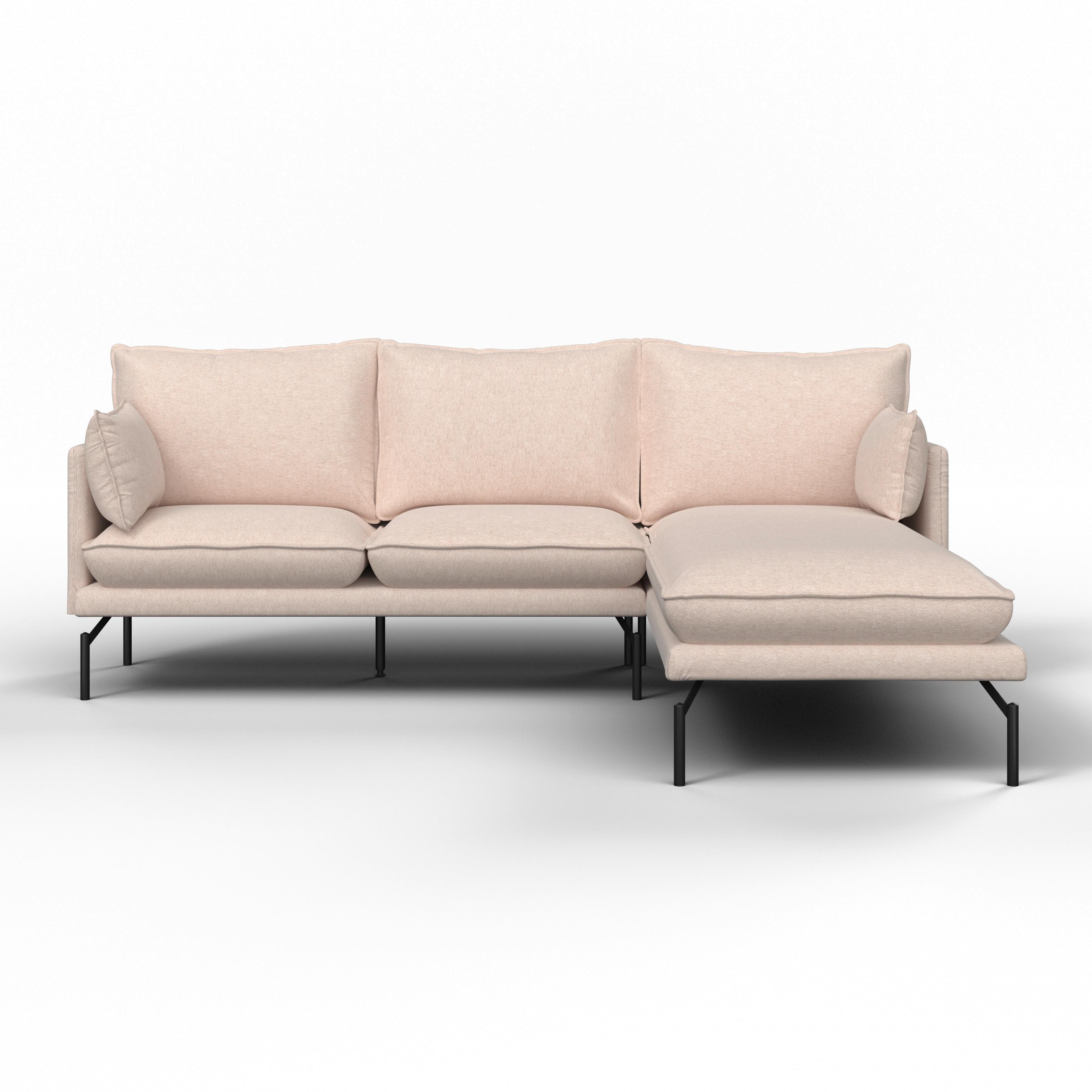 Wohnlandschaft Rosa Beige Webstoff - Beige/Schwarz, MODERN, Holz/Textil (226/84/163cm) - Bessagi Home