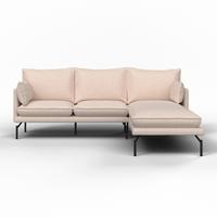 Wohnlandschaft Rosa Beige Webstoff - Beige/Schwarz, MODERN, Holz/Textil (226/84/163cm) - Bessagi Home