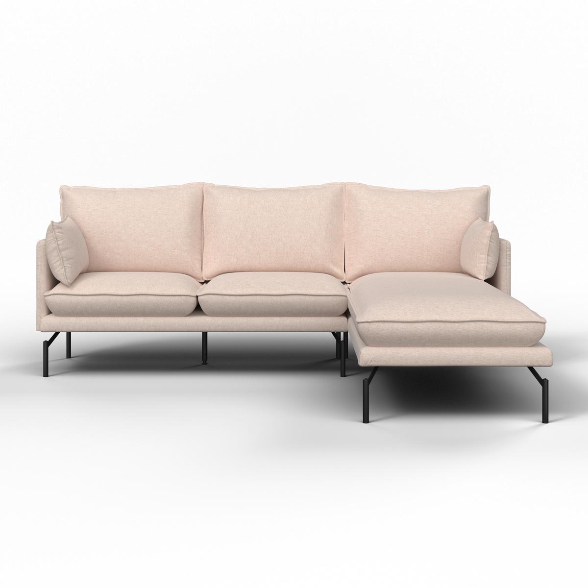 Wohnlandschaft Rosa Beige Webstoff - Beige/Schwarz, MODERN, Holz/Textil (226/84/163cm) - Bessagi Home