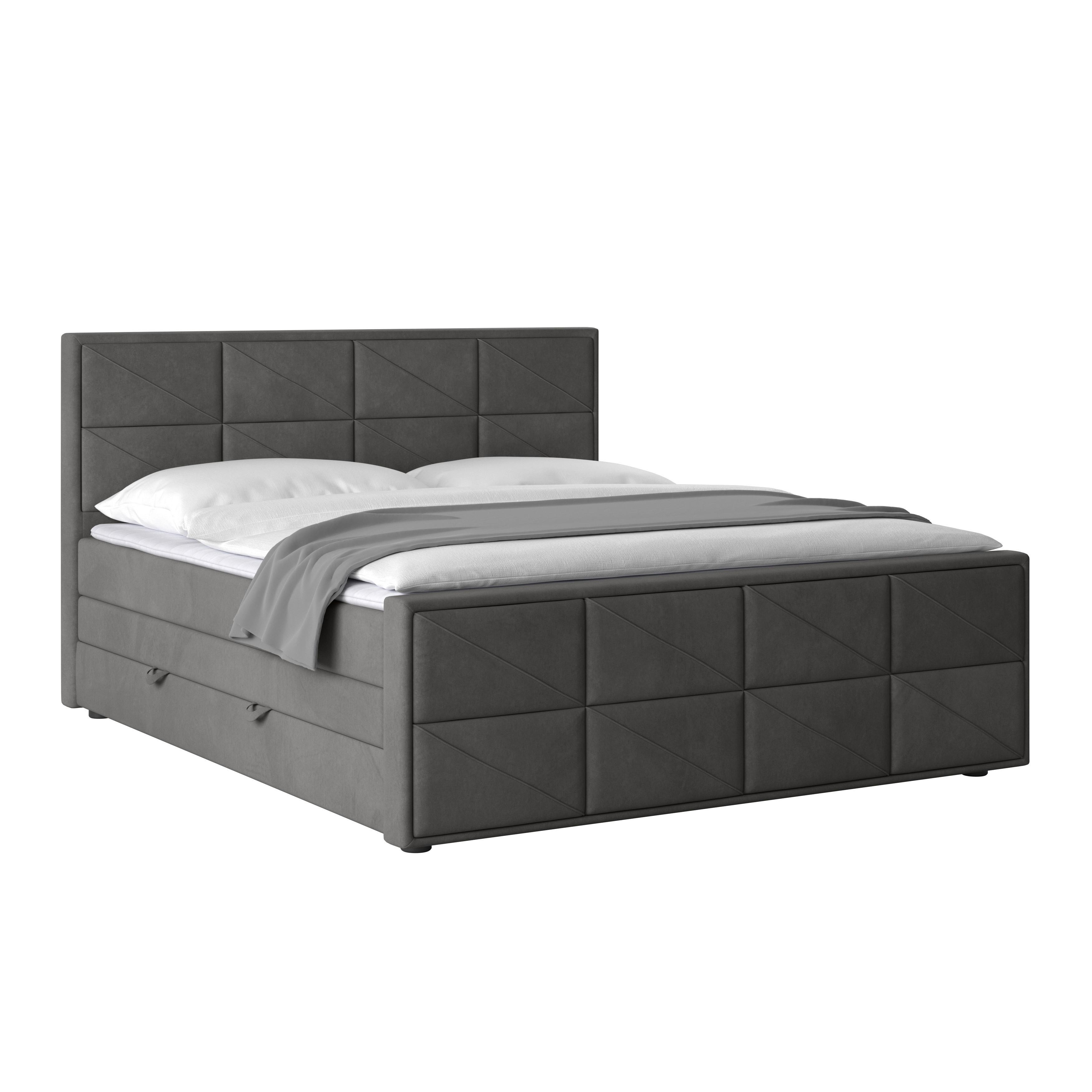 Boxspringbett Helsinki ca. 180x200 cm Anthrazit - MODERN, Holz/Kunststoff (180/200cm) - MID.YOU
