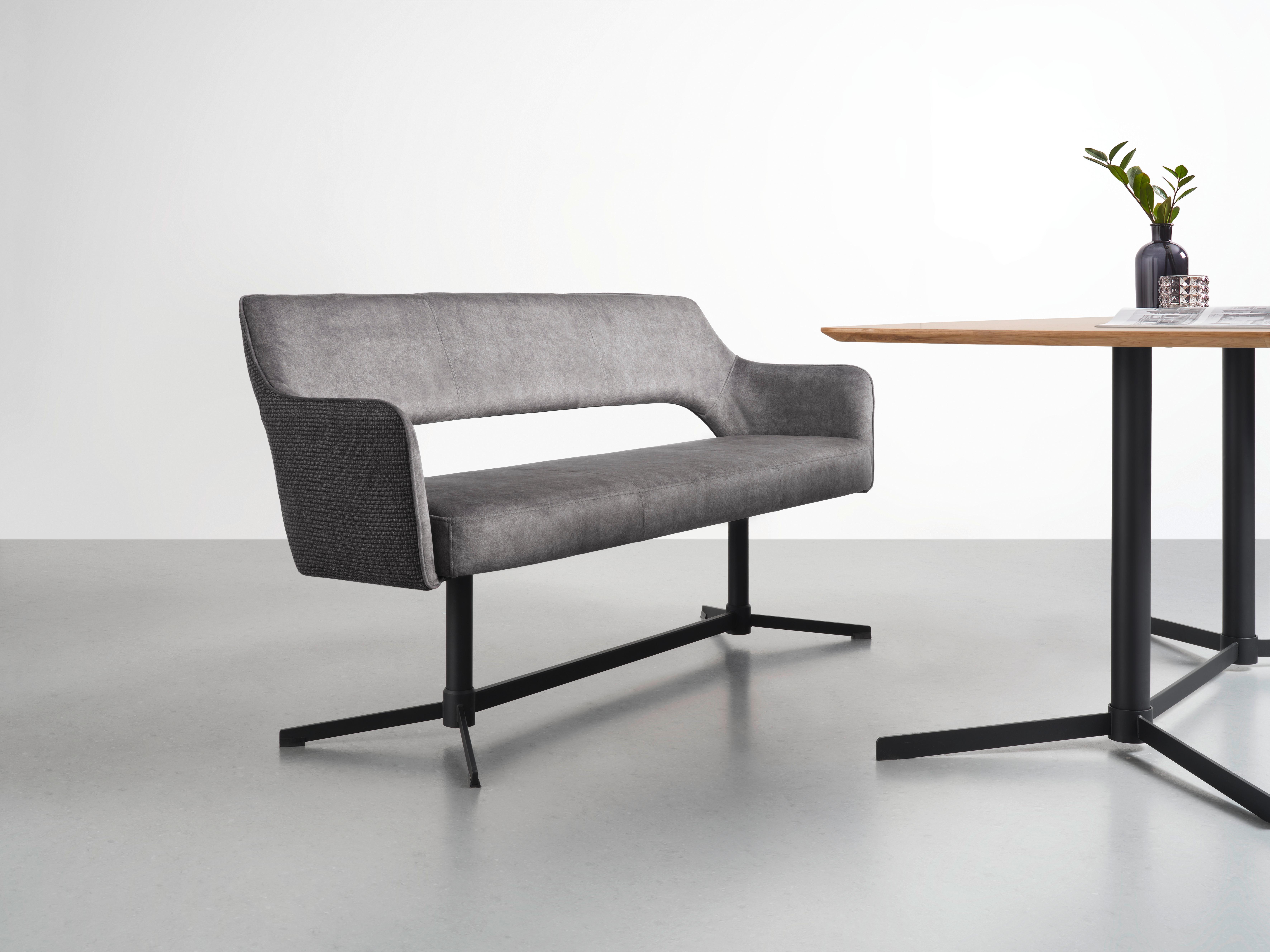 SITTBÄNK VALLETTA - svart/antracit, Modern, metall/textil (170/85/61cm) - Premium Living