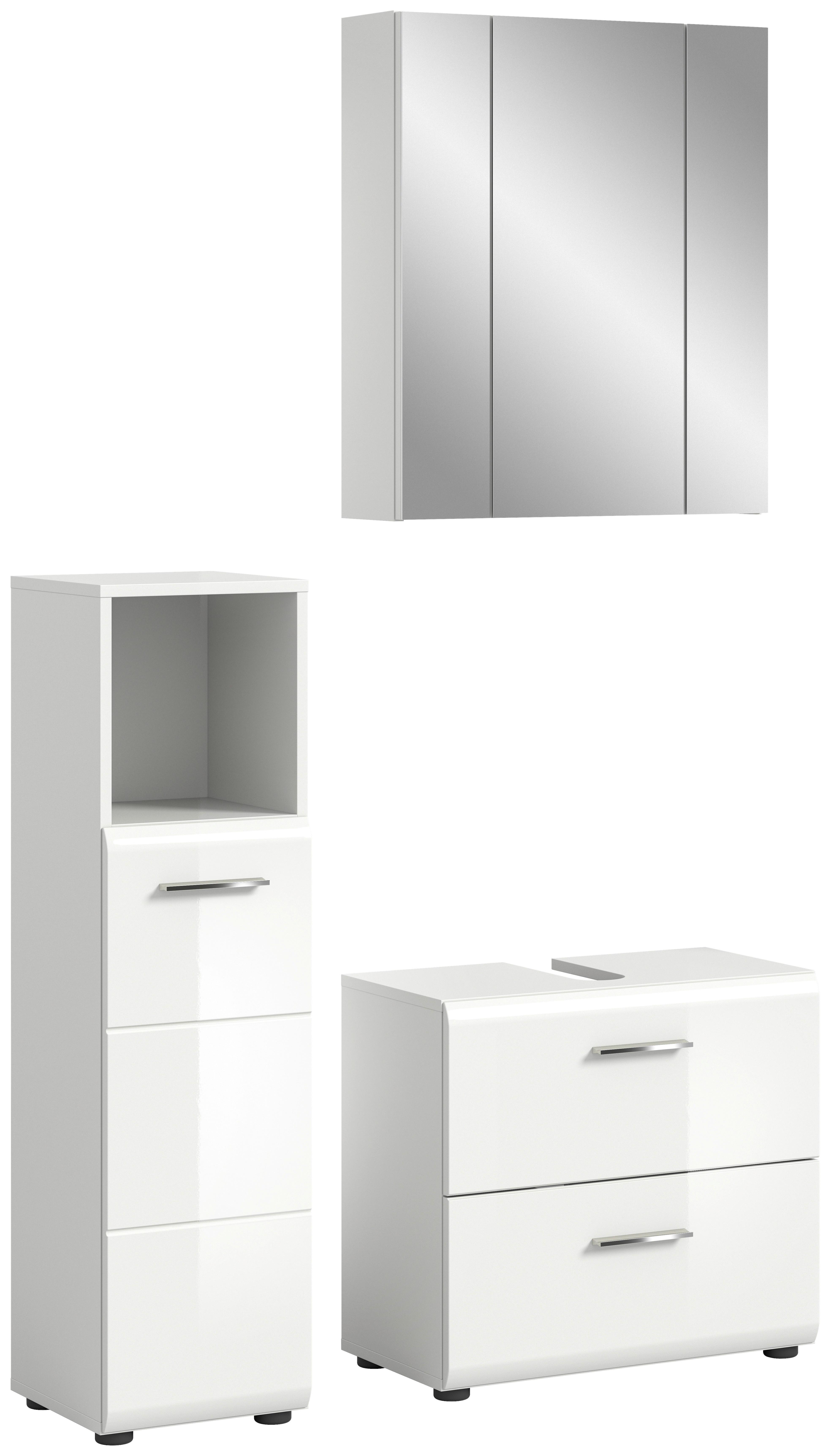 Kopalnica Ice, Bela - srebrne barve/črna, Moderno, umetna masa/steklo (90cm) - MID.YOU