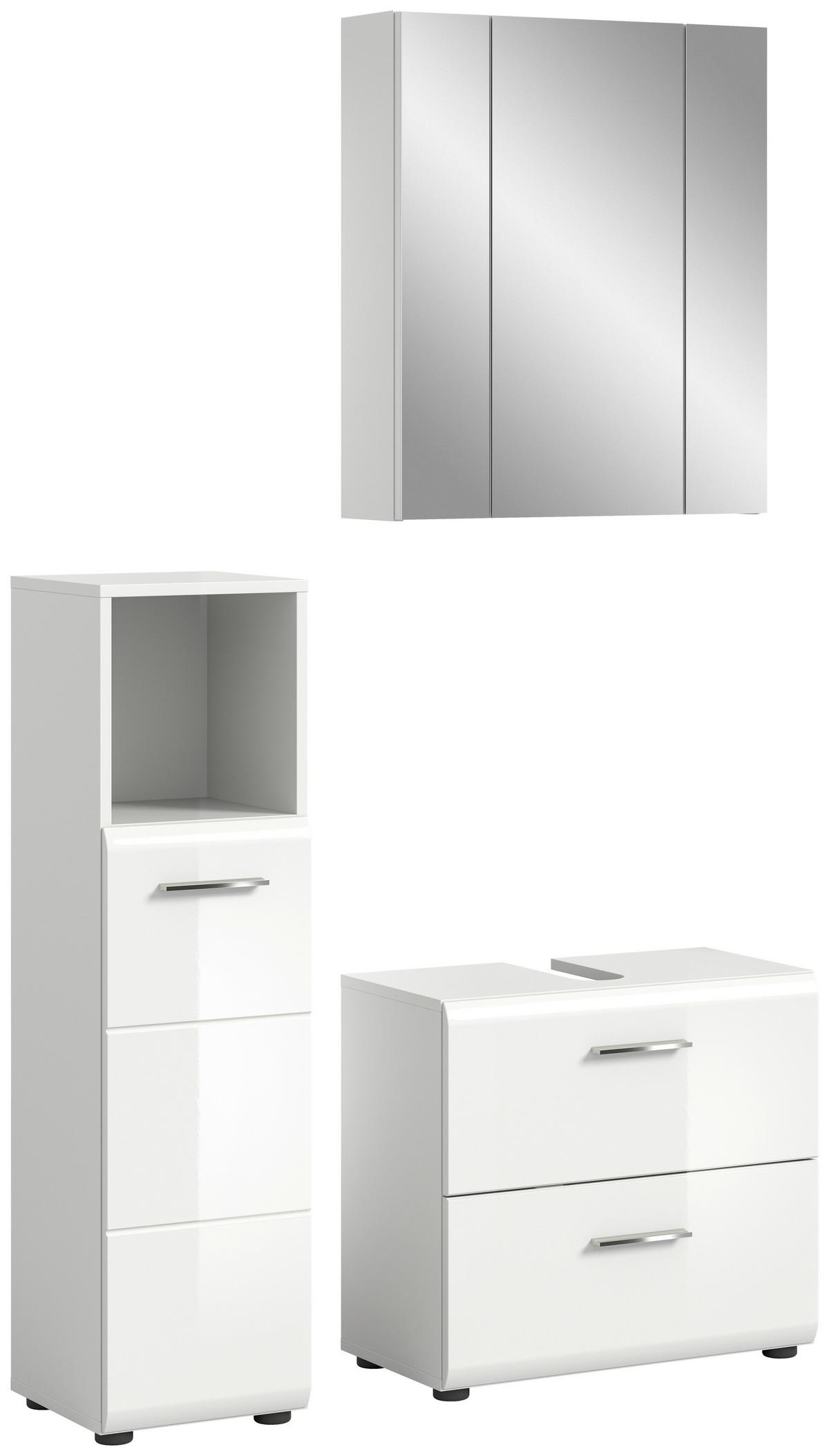 Kopalnica Ice, Bela - srebrne barve/črna, Moderno, umetna masa/steklo (90cm) - MID.YOU