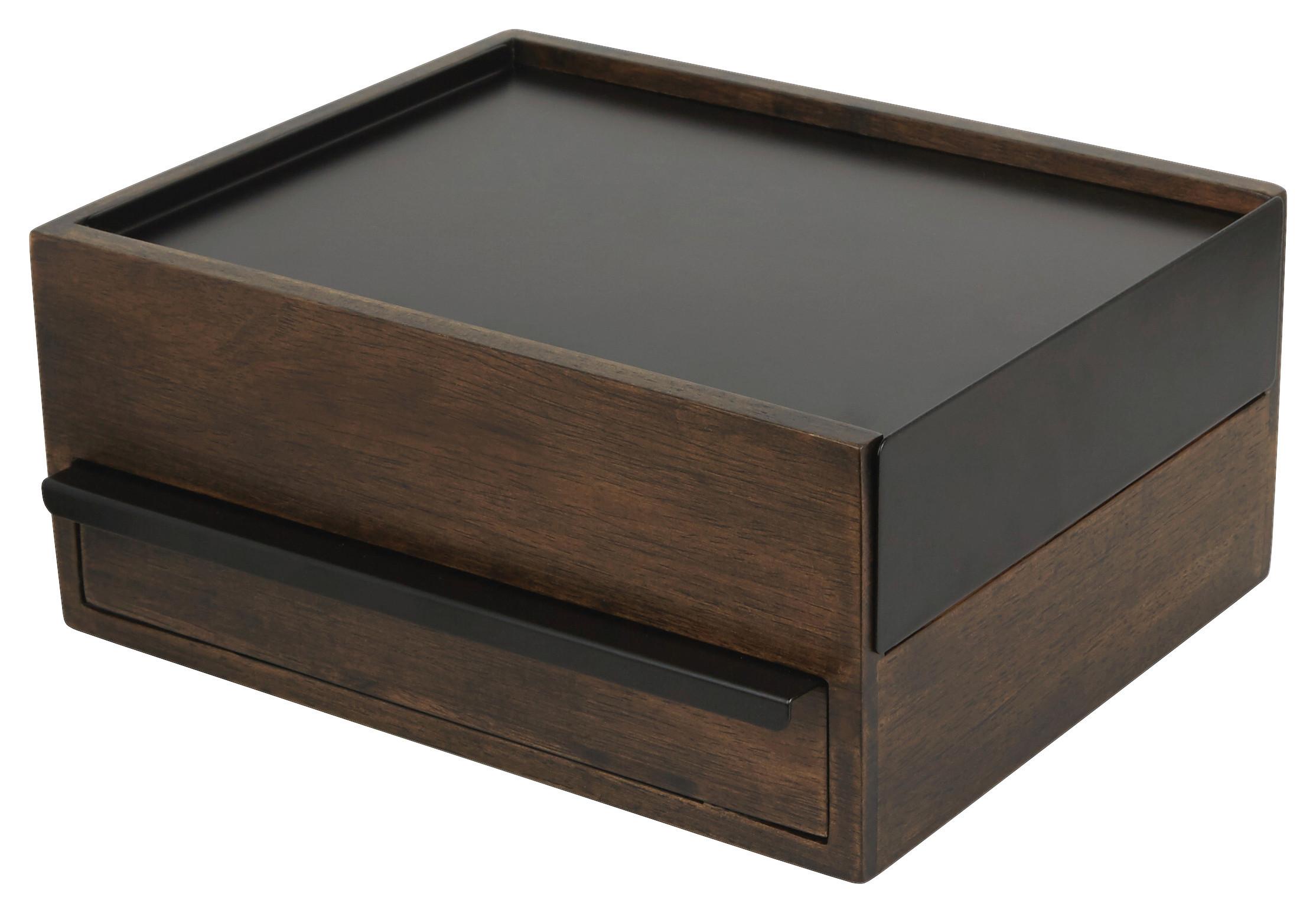 Schmuckbox Schwarz/Walnussfarben - Walnussfarben/Schwarz, Design, Holz/Metall (22,1/11,9/25,9cm) - Umbra