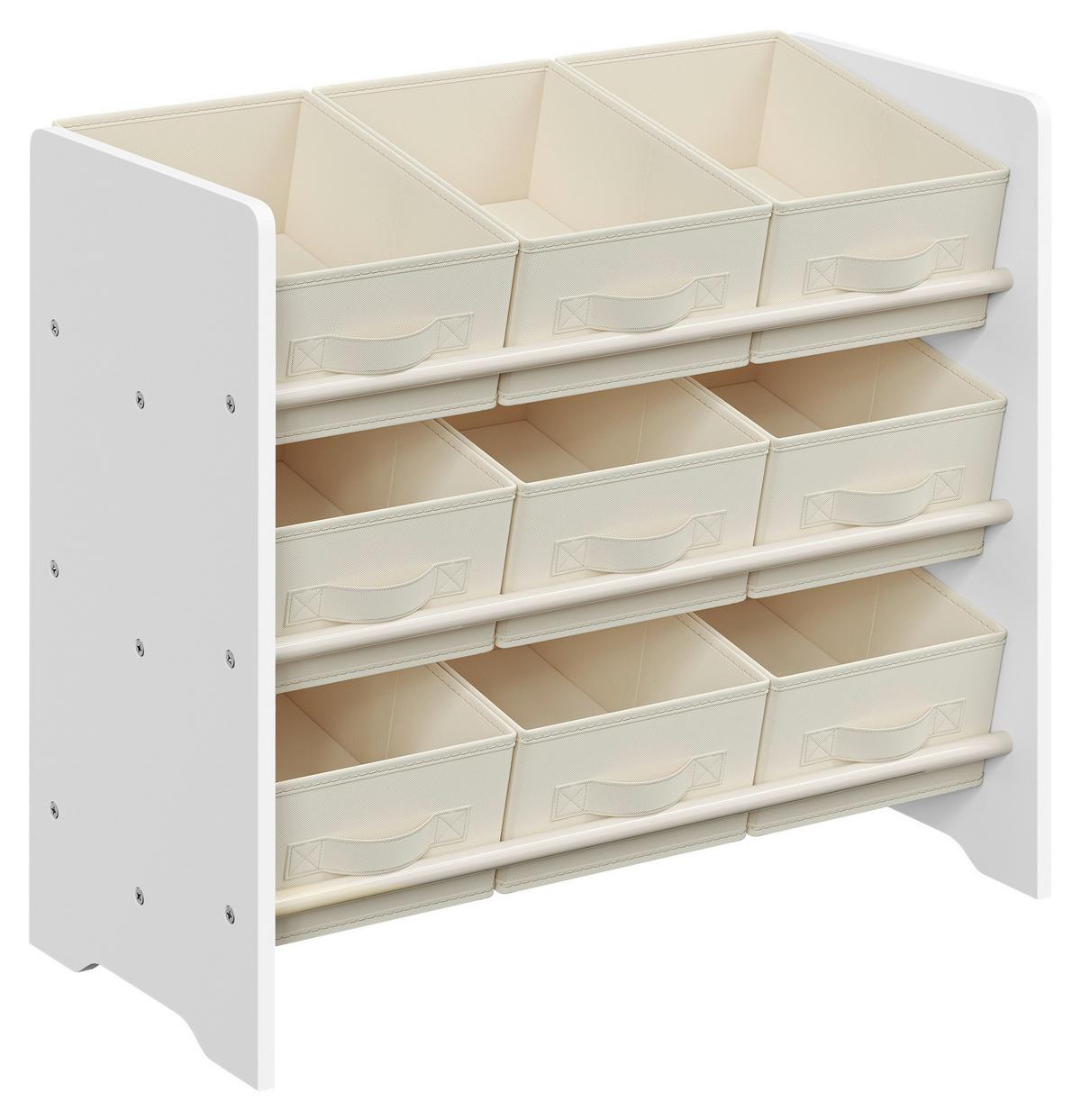 Kinderregal in Weiß, Beige ca. 62,5x60x29,5 cm - Beige/Weiß, MODERN, Holzwerkstoff/Textil (62,5/60/29,5cm) - MID.YOU