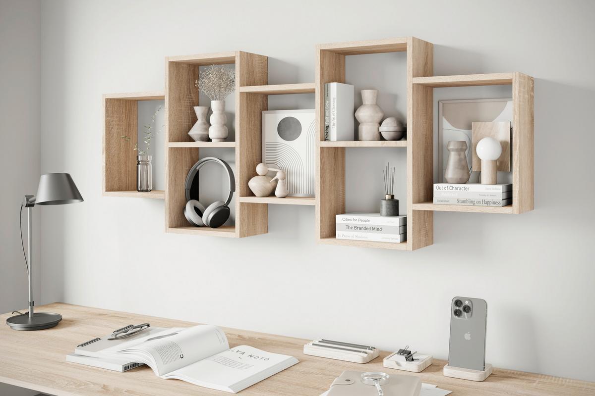 Stenski Regal Trio, Barva Hrasta - hrast sonoma, Basics, leseni material (160,8/65/18cm) - P & B