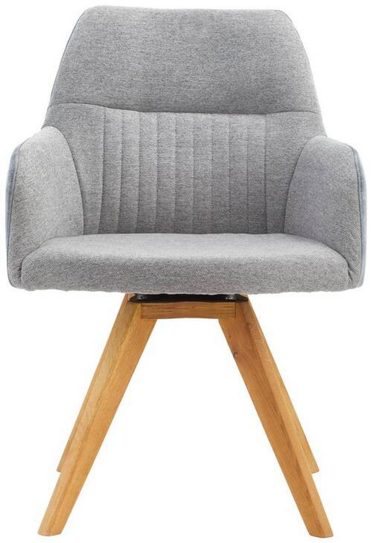 KRZESŁO Z PODŁOKIETNIKAMI VERONA - kolor dębowy/jasnoszary, Konventionell, drewno/tkanina (61/88/69cm) - Linea Natura
