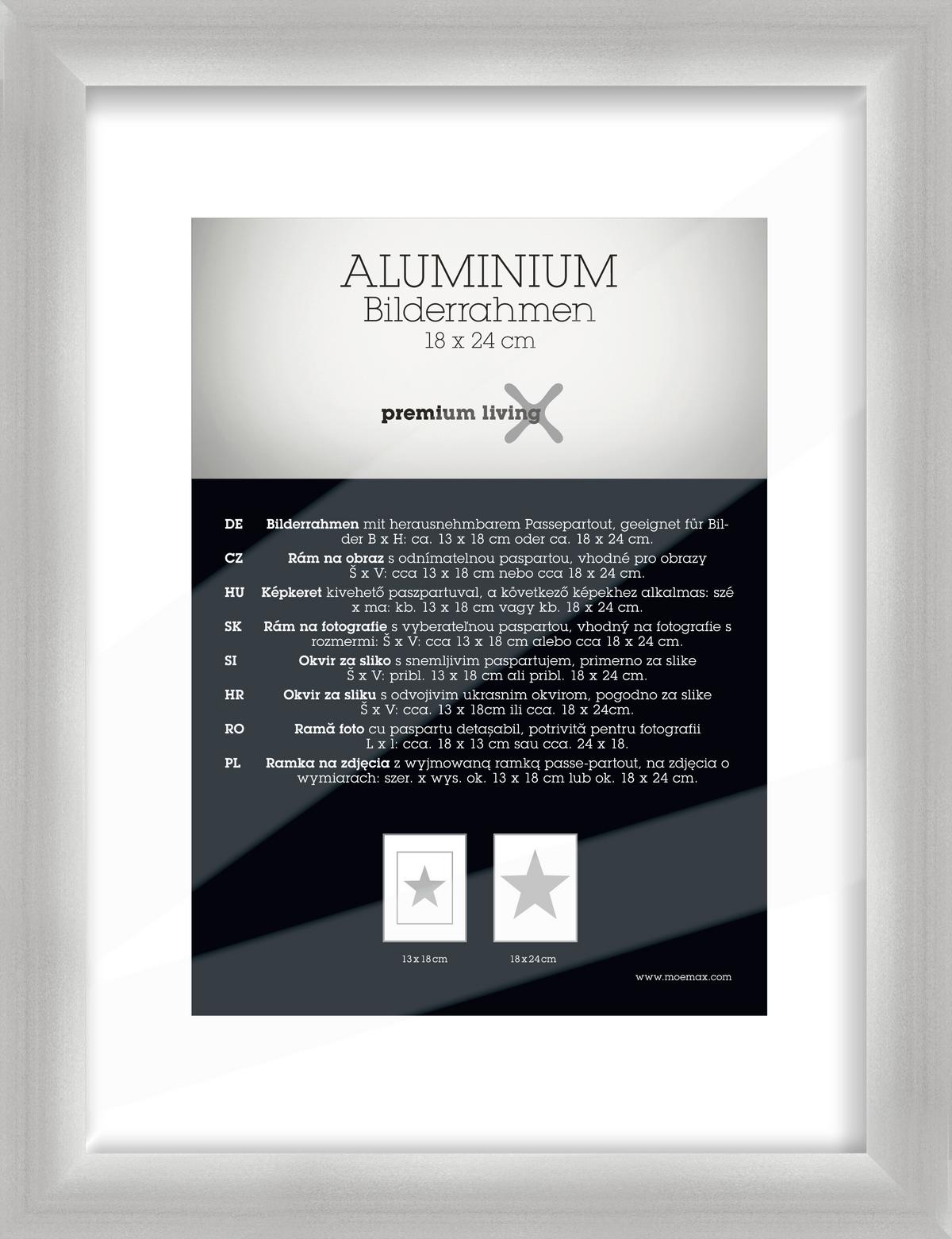 Bilderrahmen Aluminium ca. 21x27cm - Silberfarben, Basics, Metall (21,1/27,1/2.2cm) - Premium Living
