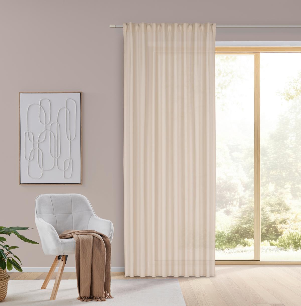 Draperie Confecționată Sila, Cca. 140x255cm - bej, Modern, textil (140/255cm) - Mömax